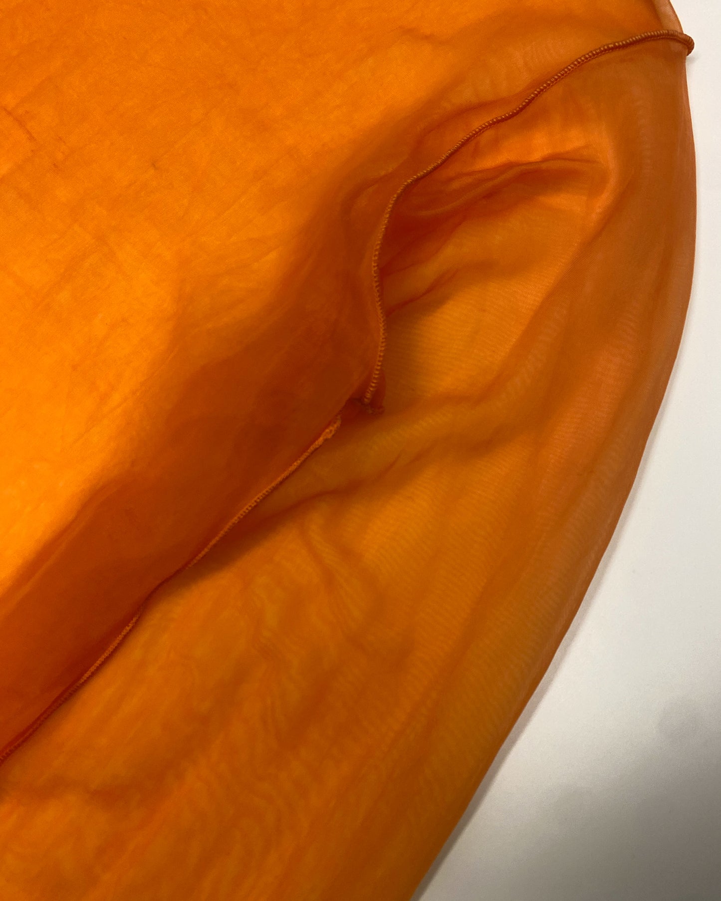 Marithé + François Girbaud 1990s See Through Inside Out Seam Mesh Longsleeve Dress Orange