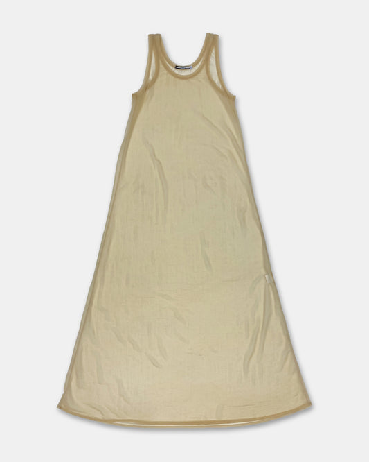 Marithé + François Girbaud 1980s See Through Mesh Tank Dress Nude Beige