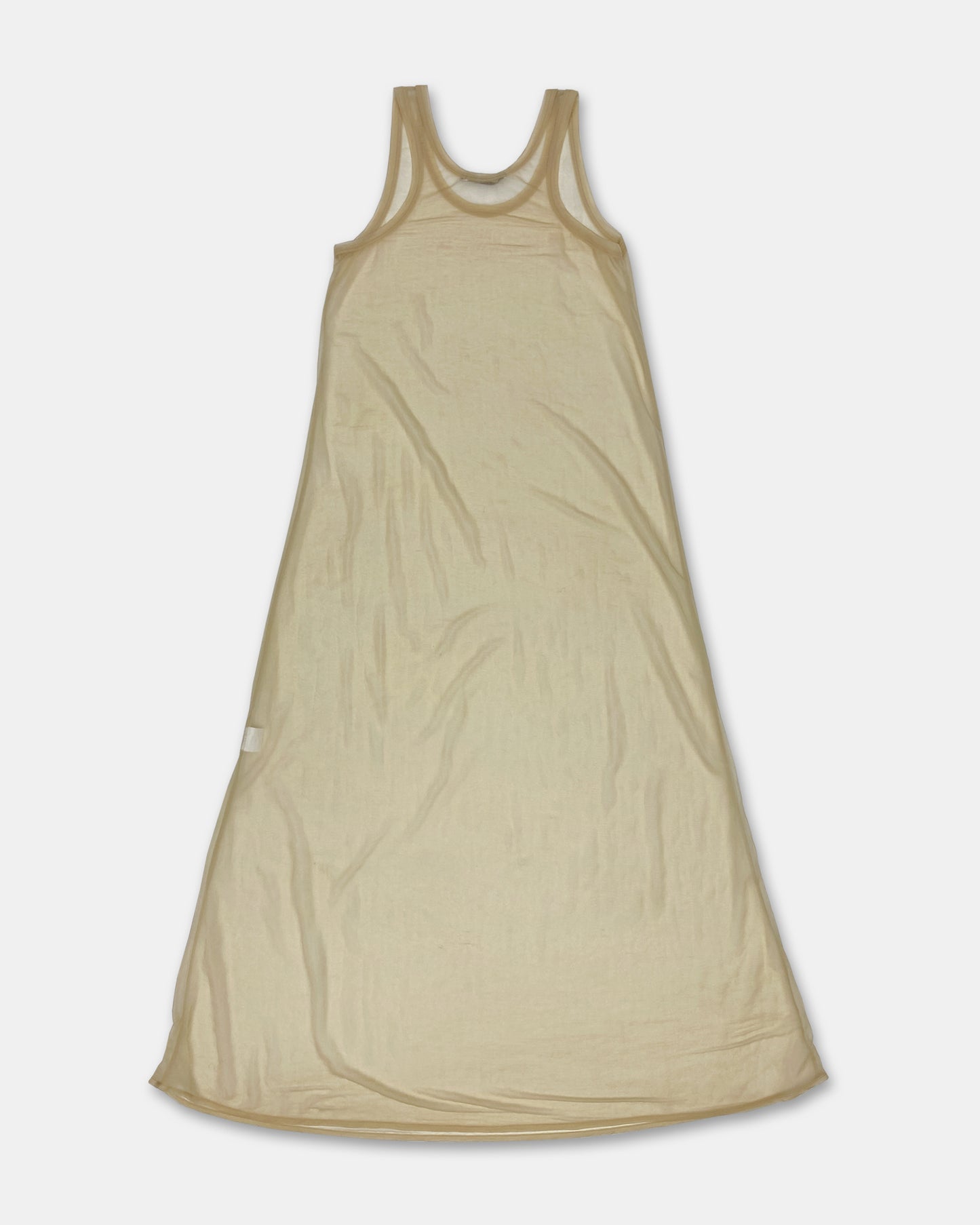 Marithé + François Girbaud 1980s See Through Mesh Tank Dress Nude Beige