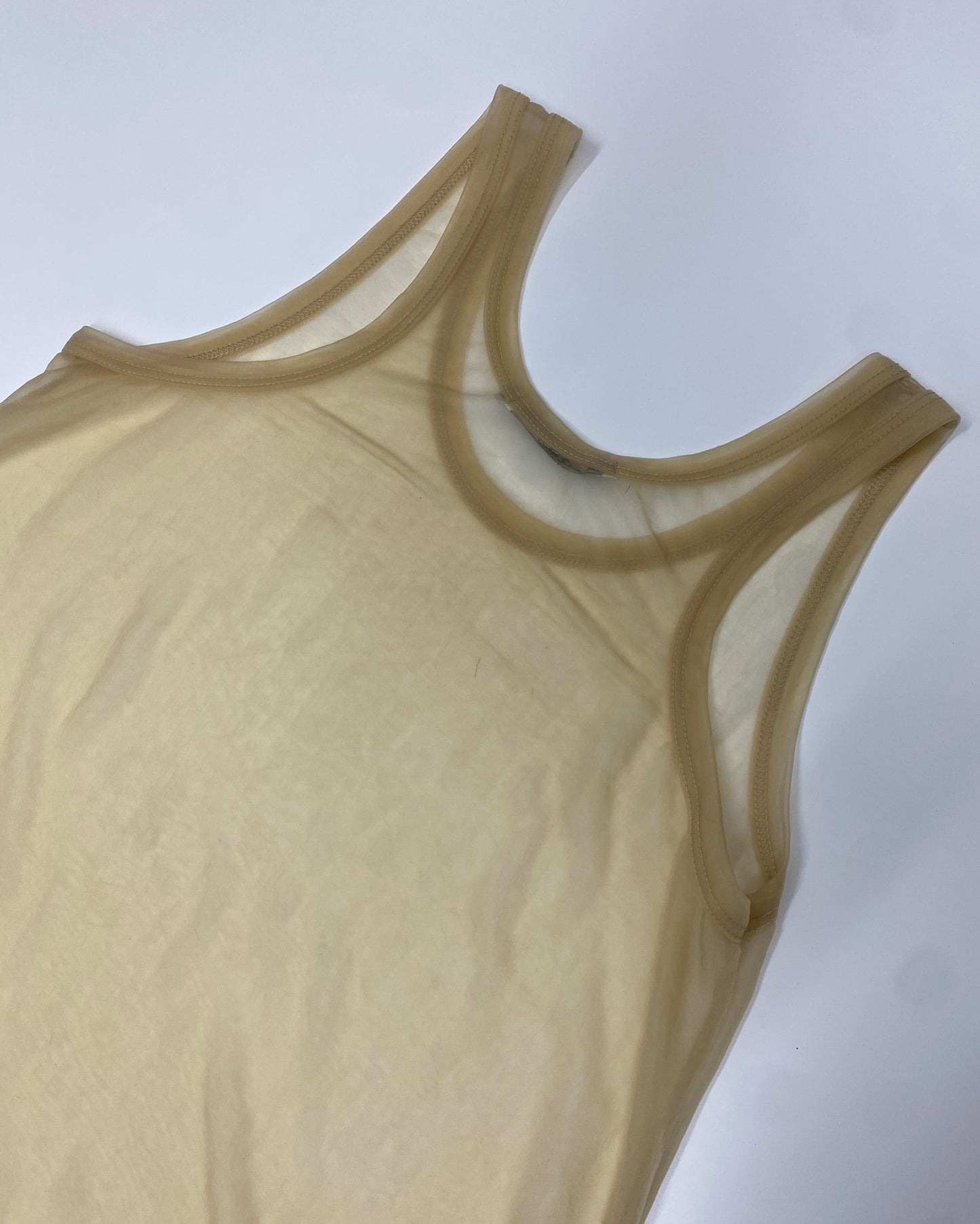 Marithé + François Girbaud 1980s See Through Mesh Tank Dress Nude Beige