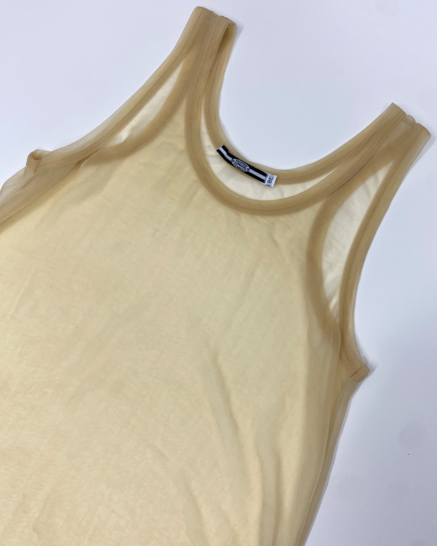Marithé + François Girbaud 1980s See Through Mesh Tank Dress Nude Beige