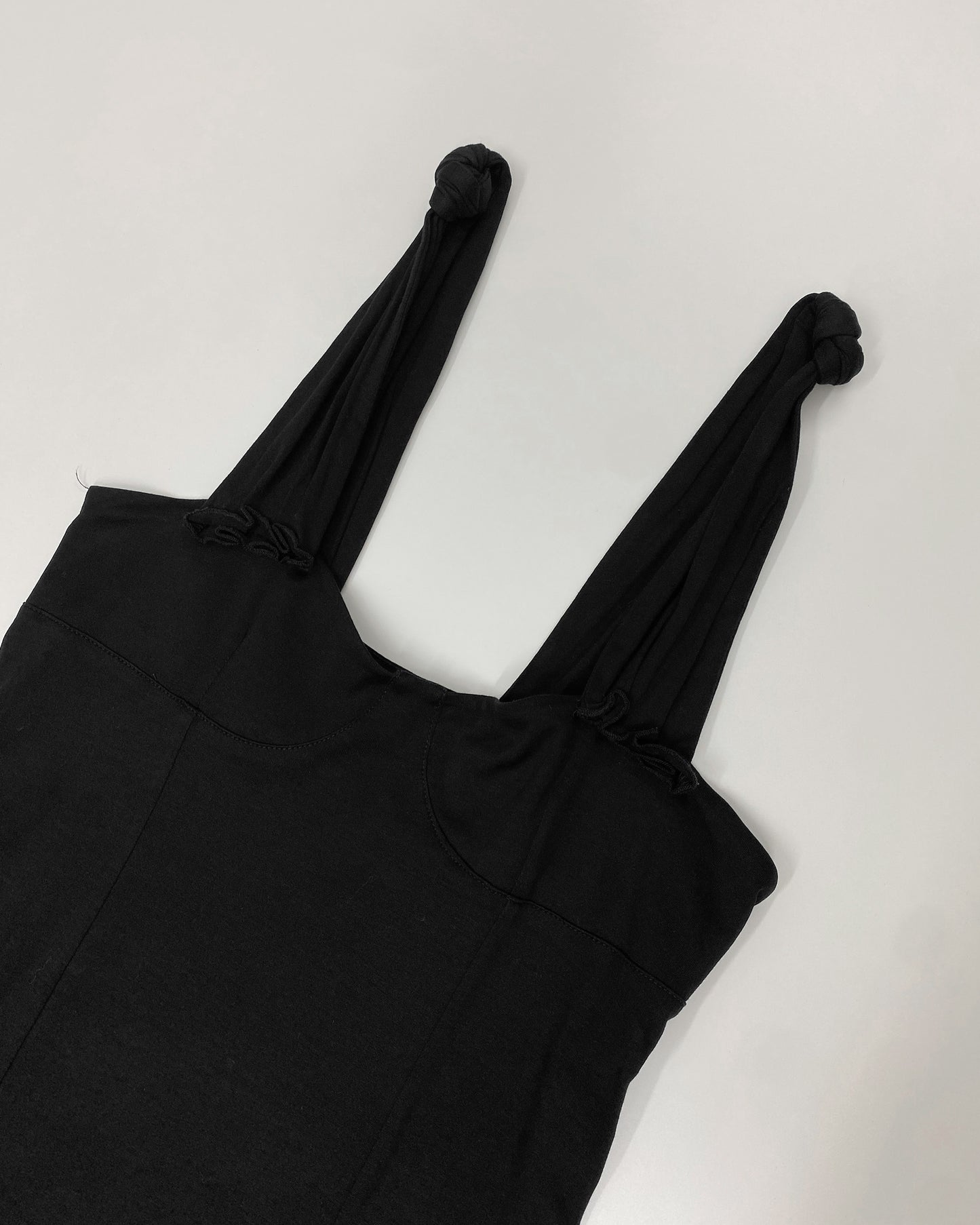 Marithé + François Girbaud 2010s Open Hemd Stretch Knot Tank Dress Black