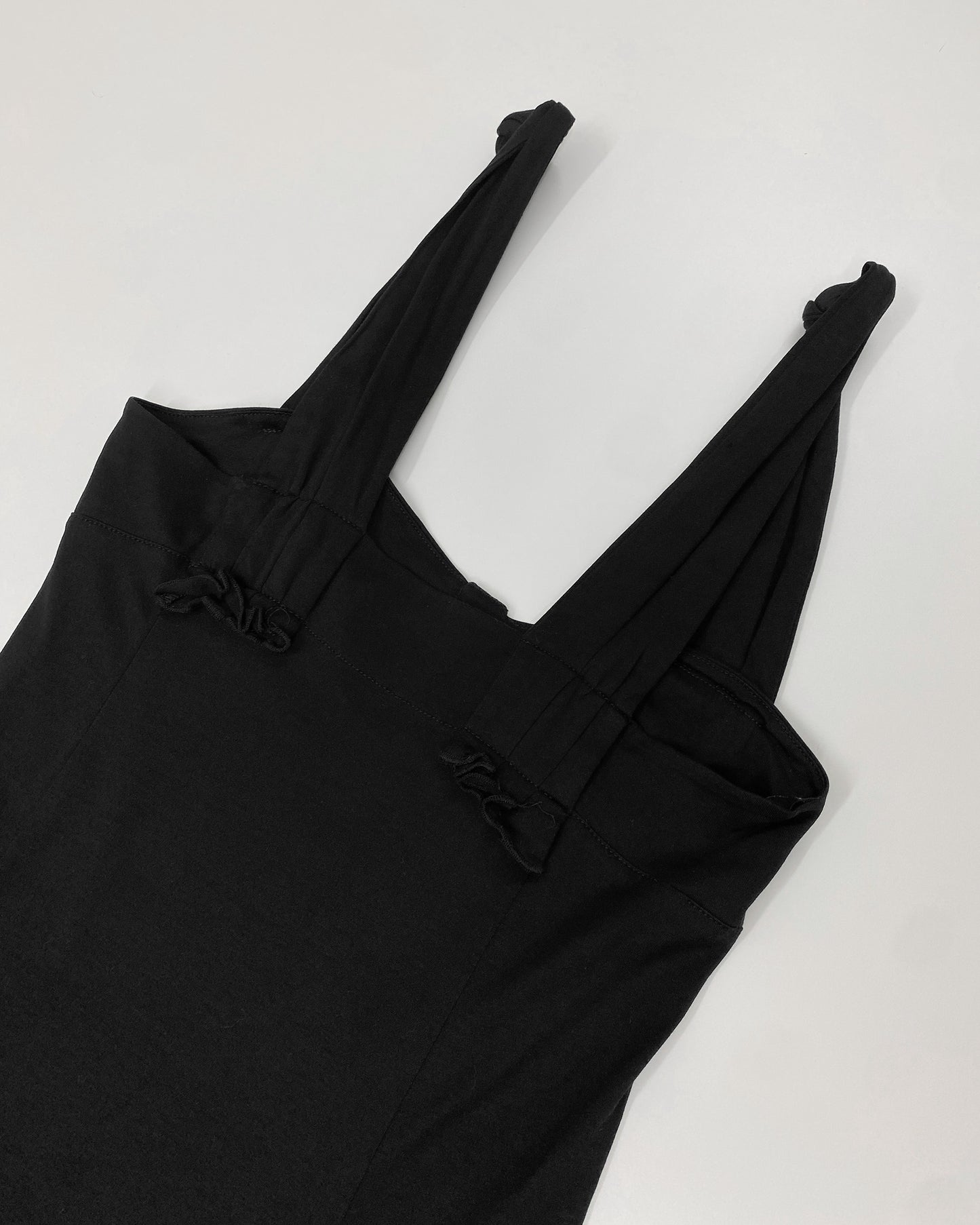 Marithé + François Girbaud 2010s Open Hemd Stretch Knot Tank Dress Black