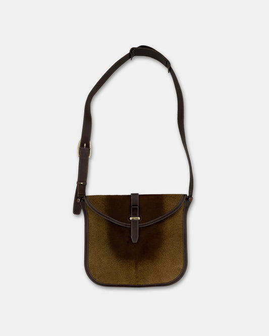 Gucci 2000s Pony Hair Leather Shoulder Messenger Bag Brown