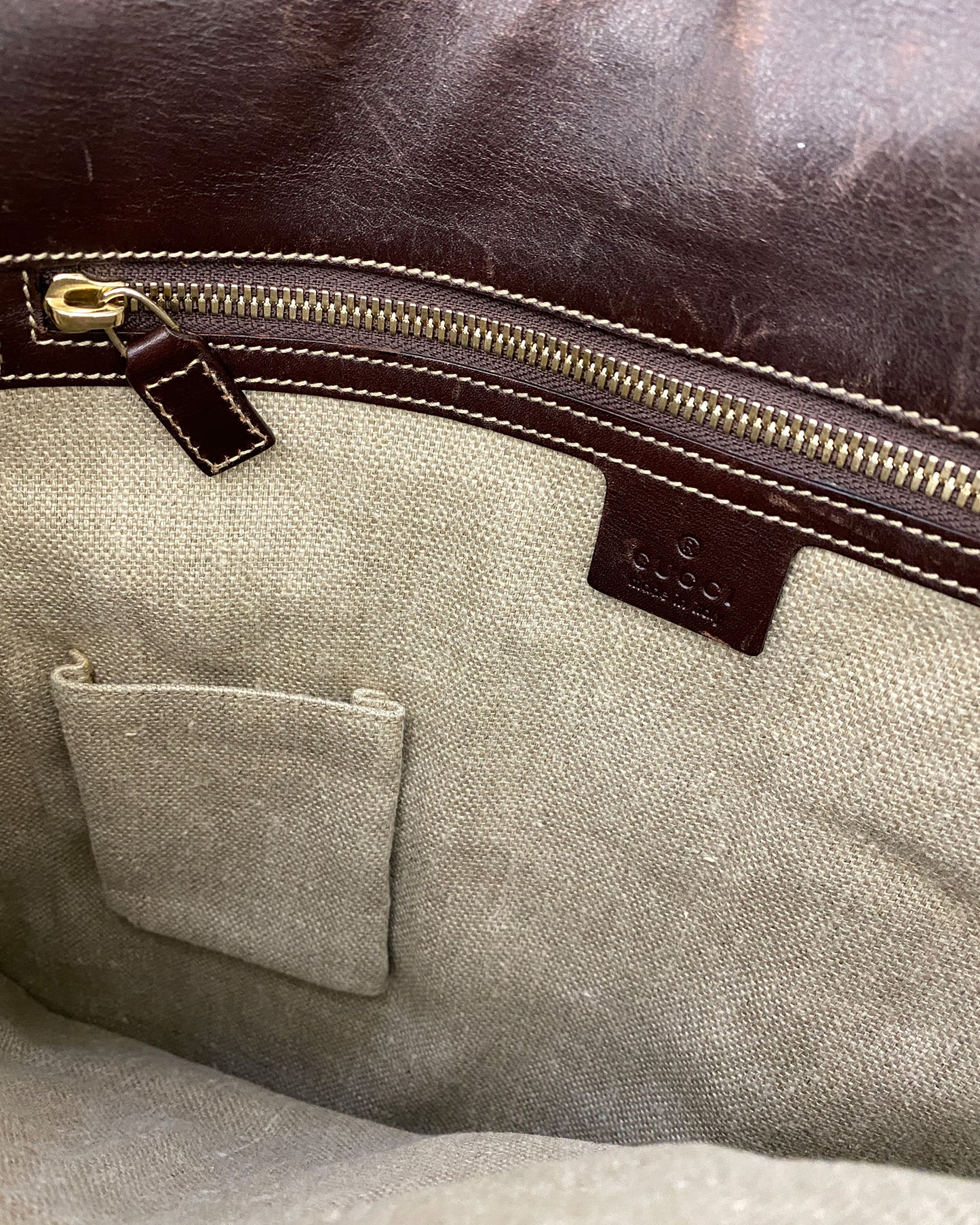 Gucci 2000s Pony Hair Leather Shoulder Messenger Bag Brown