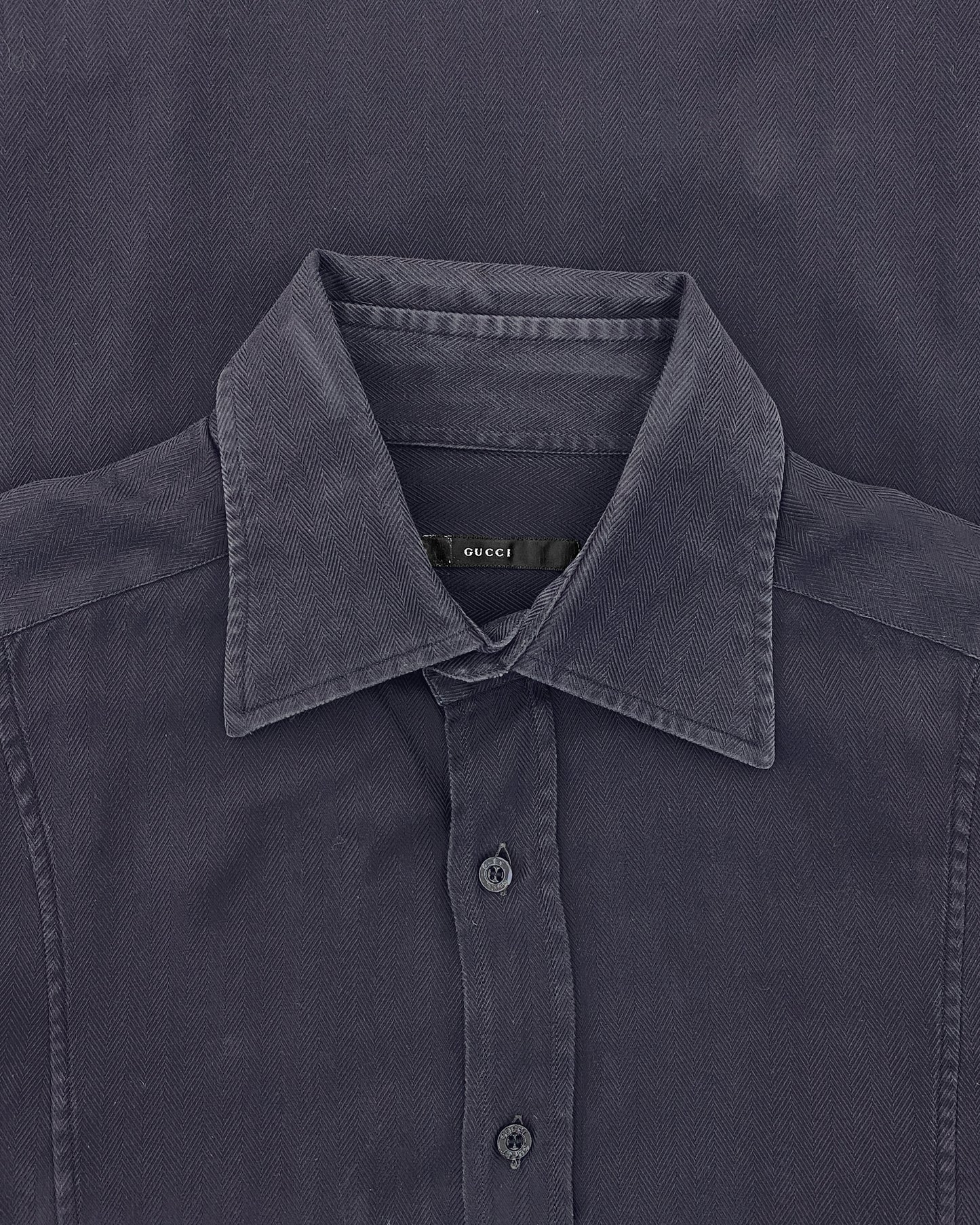 Gucci by Frida Giannini 2010s Herringbone Shirt Purple Navy