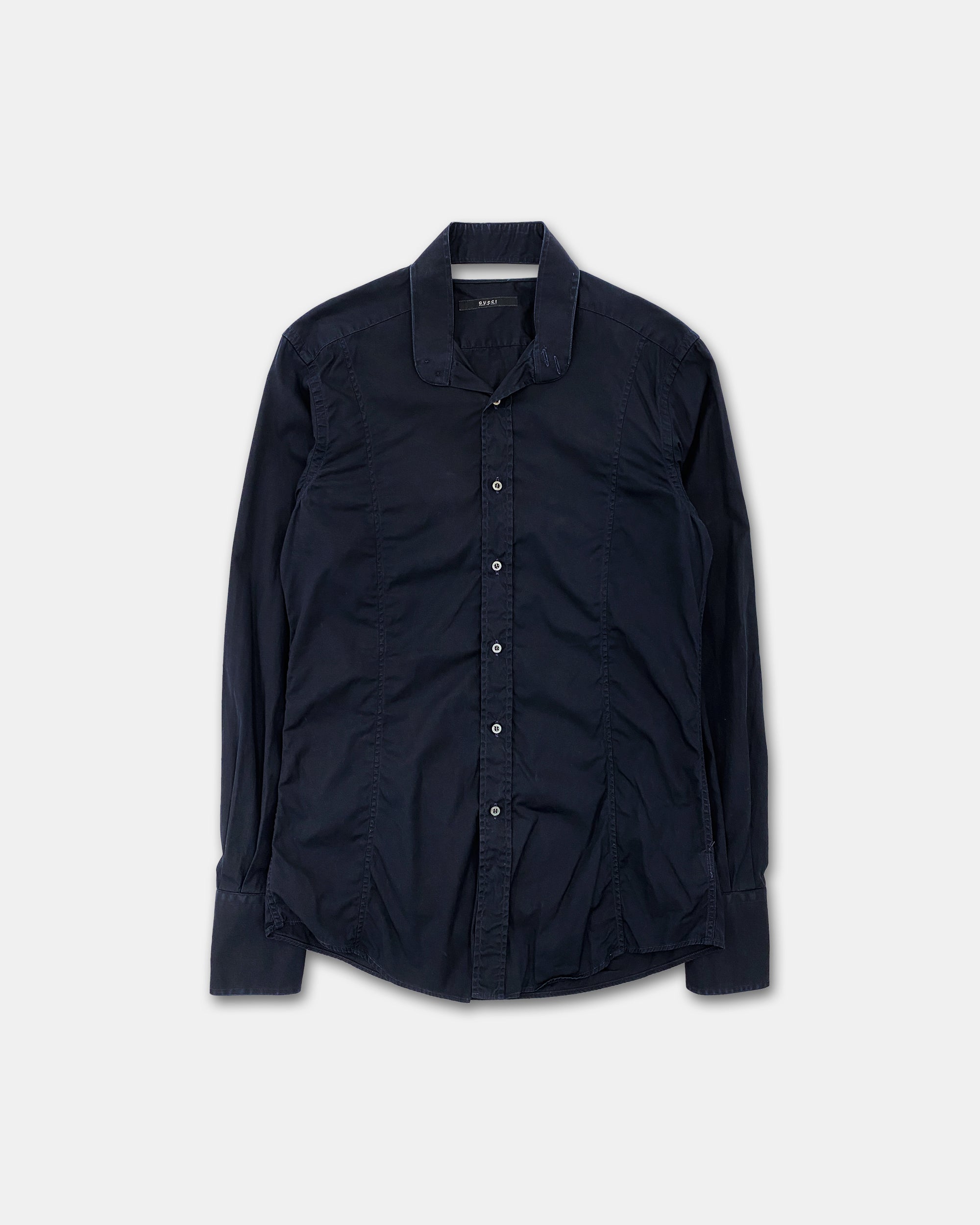Gucci by Tom Ford 2000s Slit Collar Shirt Black Navy – Knud Peters