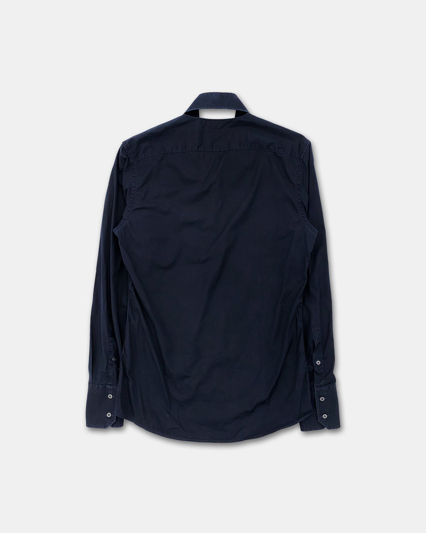 Gucci by Tom Ford 2000s Slit Collar Shirt Black Navy