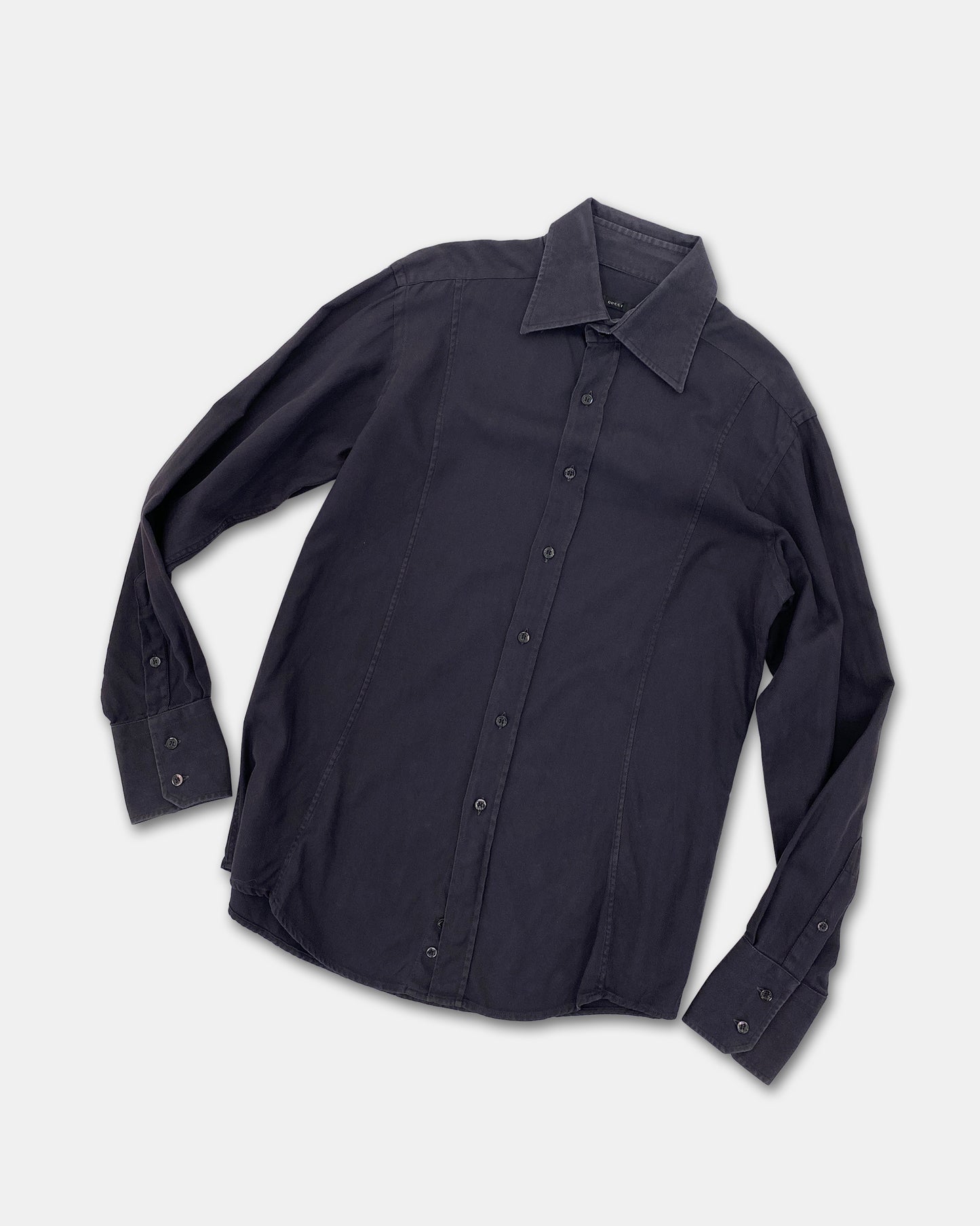 Gucci by Frida Giannini 2010s Herringbone Shirt Purple Navy