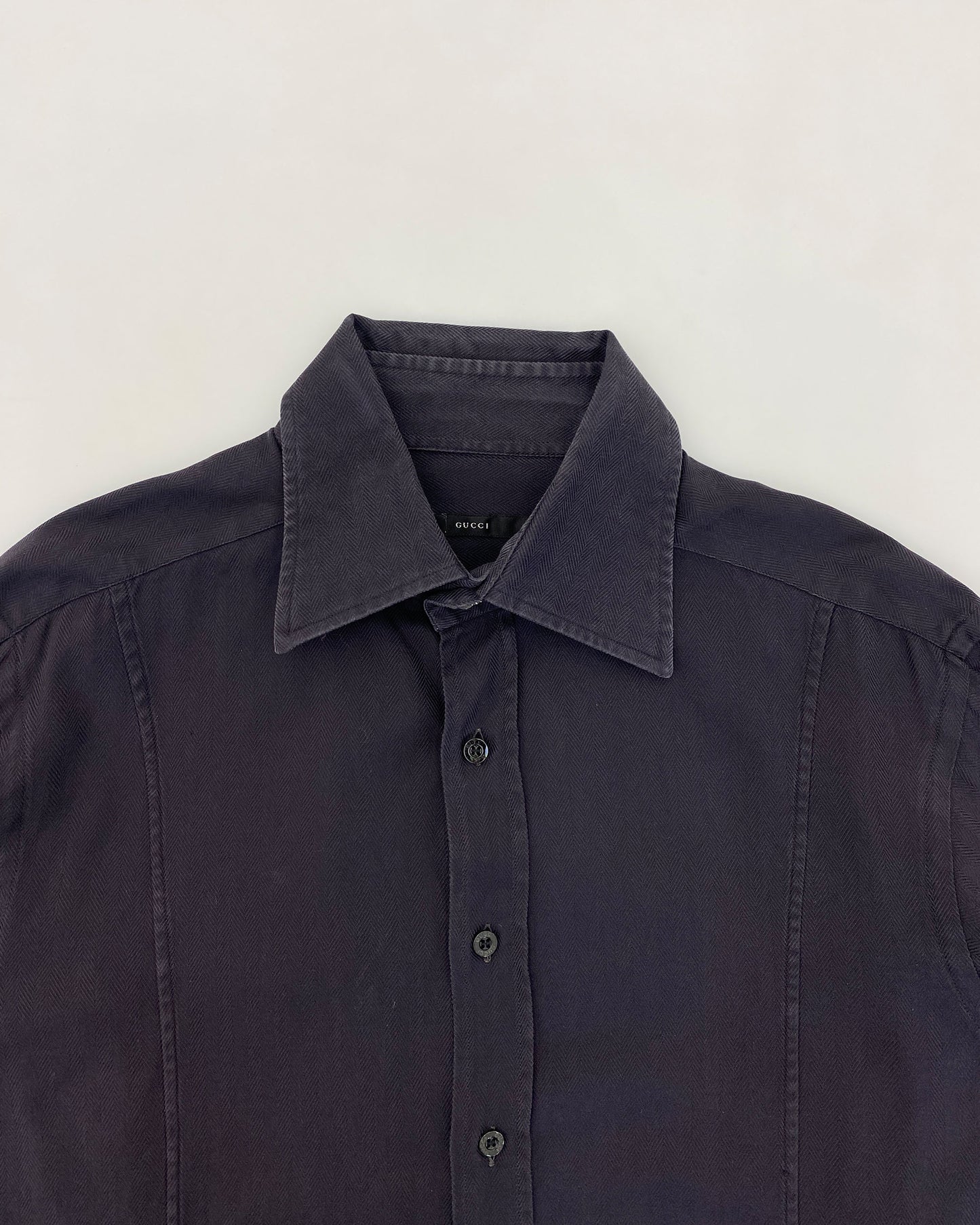 Gucci by Frida Giannini 2010s Herringbone Shirt Purple Navy