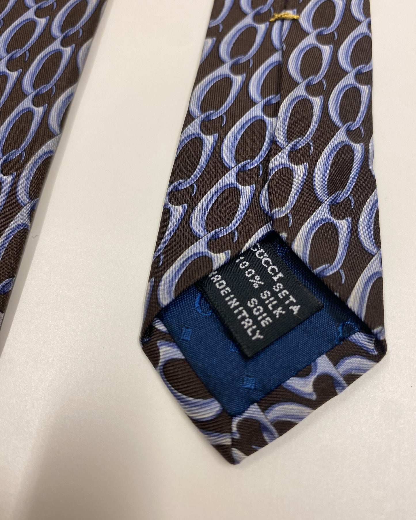 Gucci by Tom Ford 2000s 3D Artwork Tie Blue Brown