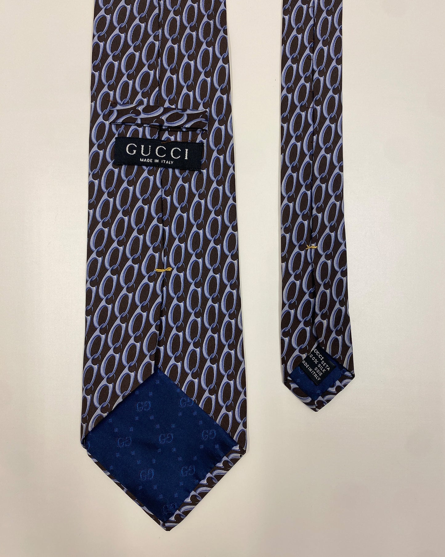 Gucci by Tom Ford 2000s 3D Artwork Tie Blue Brown