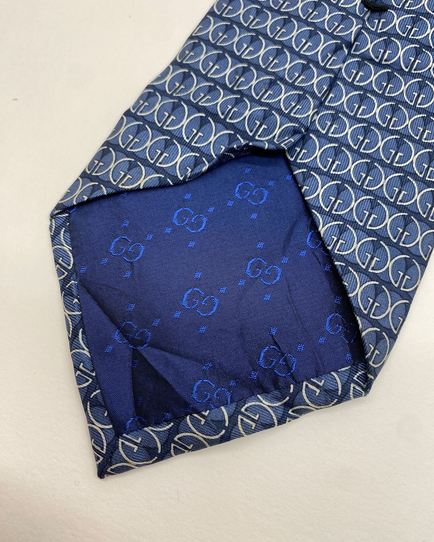 Gucci 2000s Monogram Tie Navy