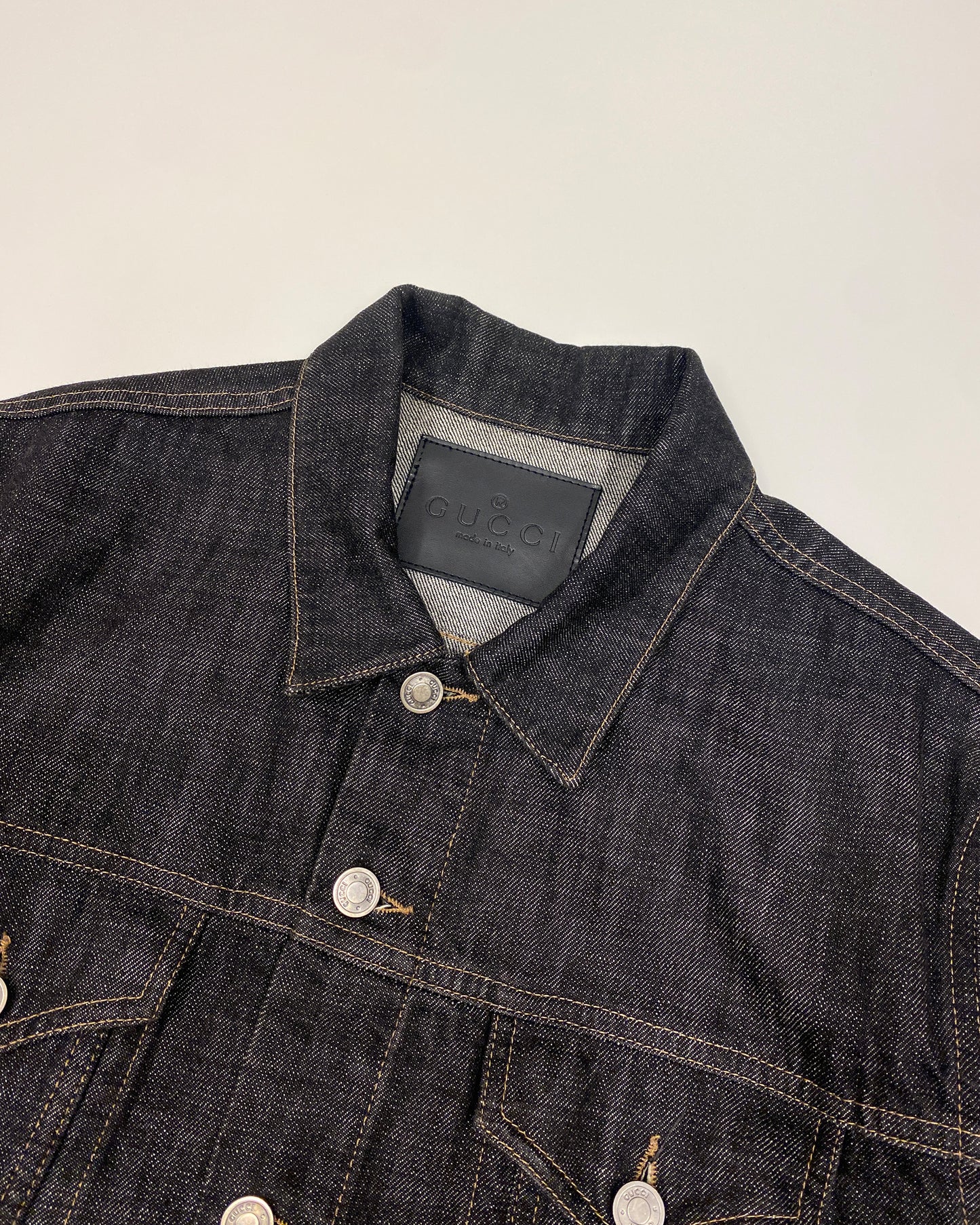 Gucci by Tom Ford 2000s Classic Denim Jacket Dark Grey