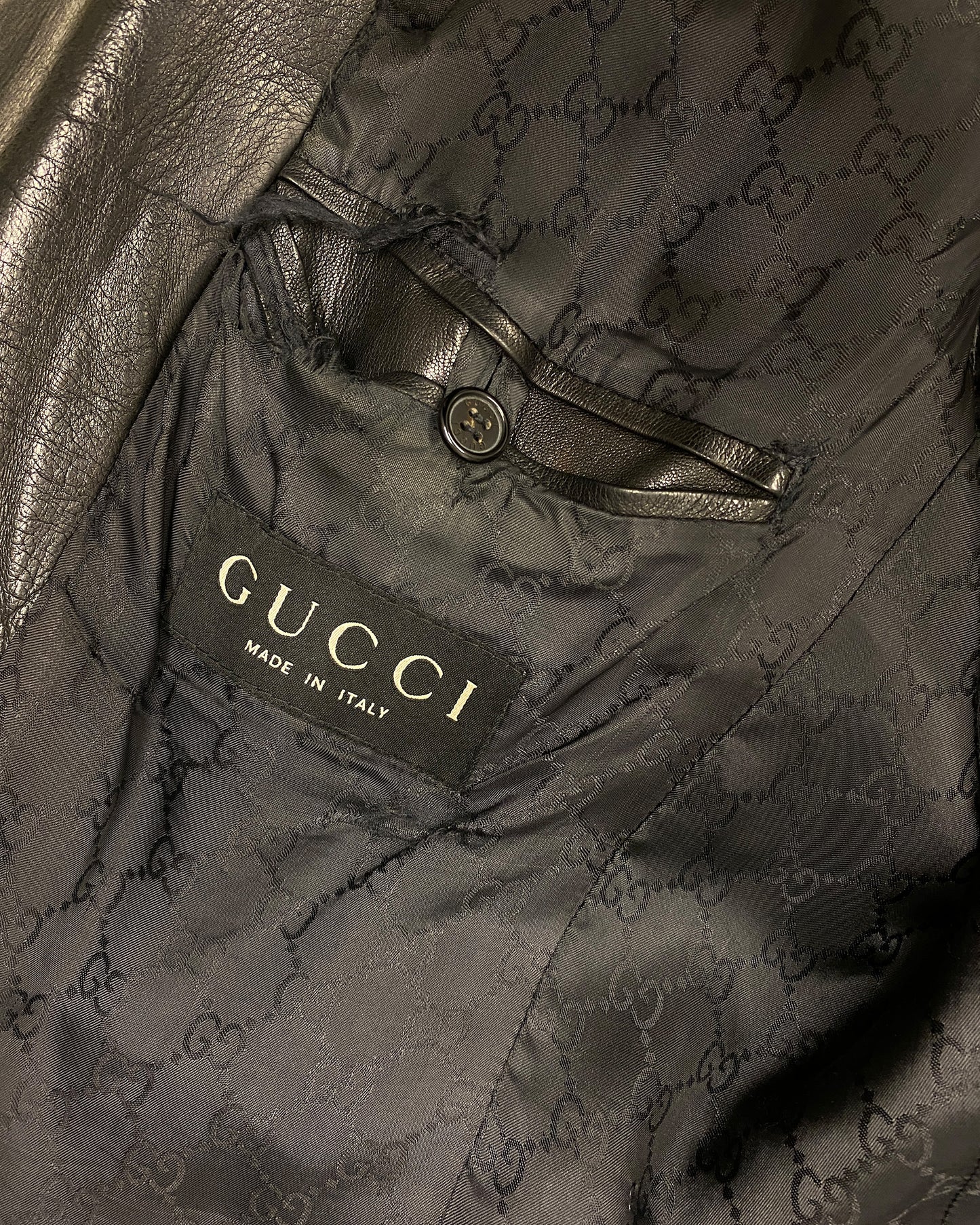 Gucci by Tom Ford 1990s Leather Blazer Jacket Black
