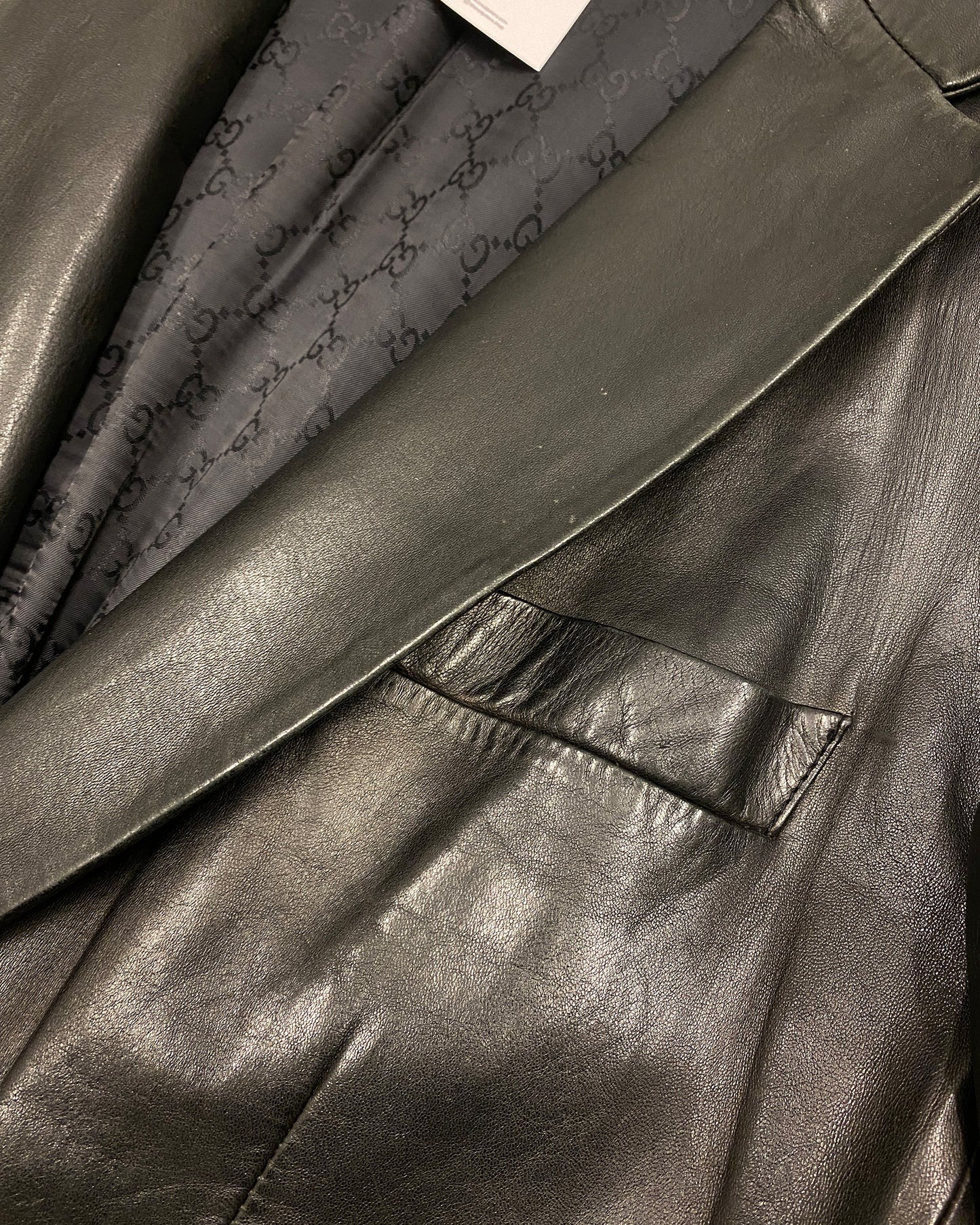 Gucci by Tom Ford 1990s Leather Blazer Jacket Black
