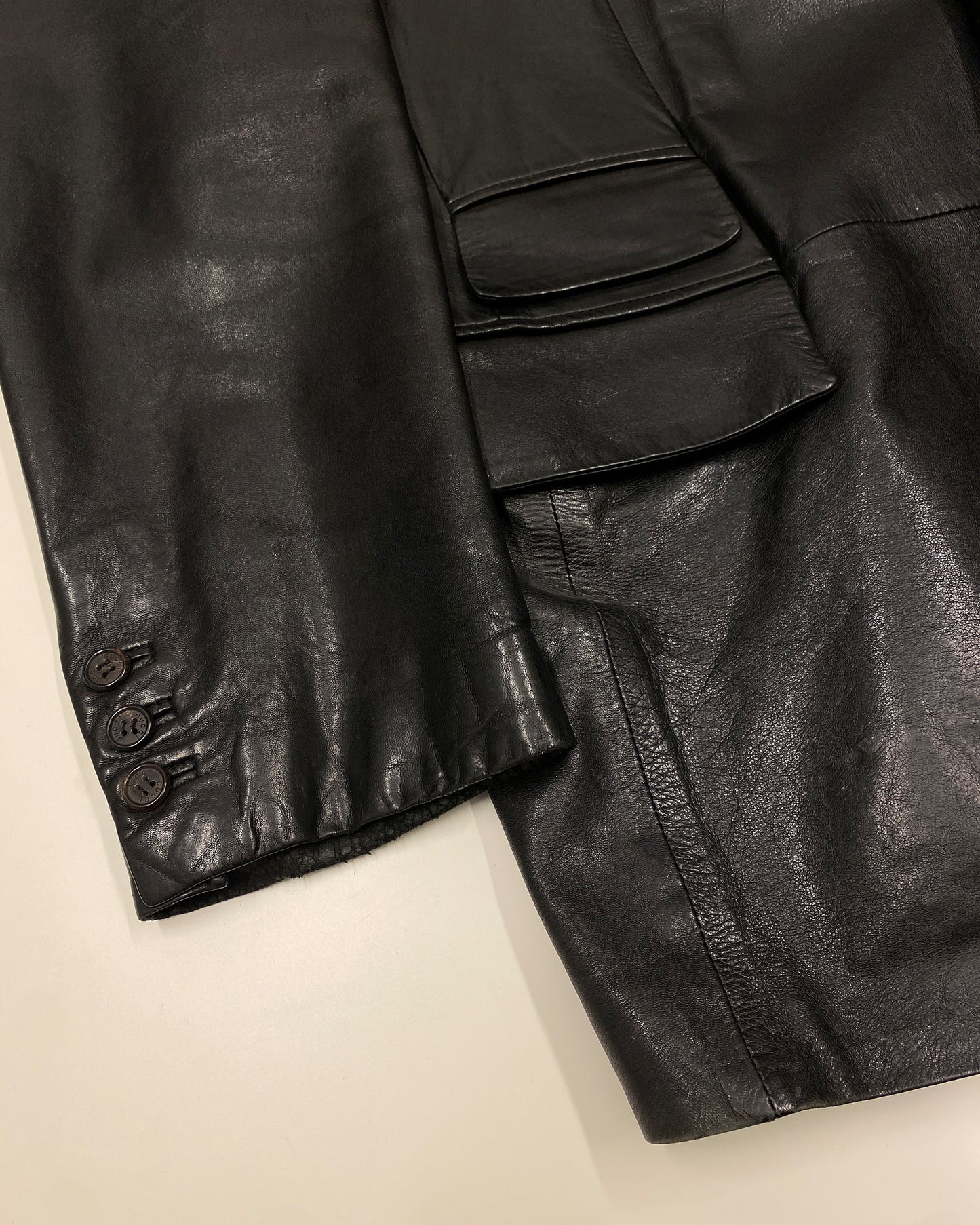 Gucci by Tom Ford 1990s Leather Blazer Jacket Black