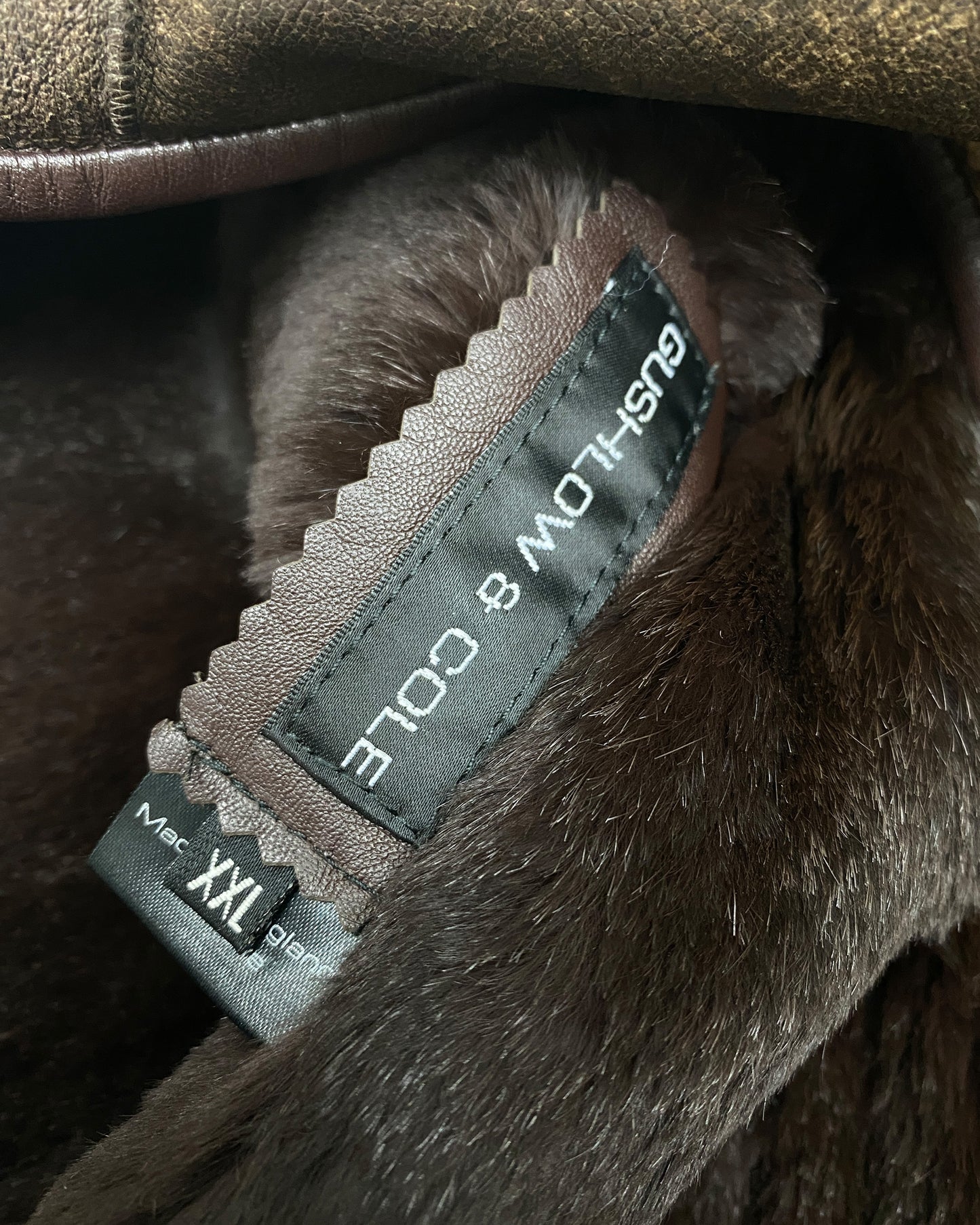 Gushlow & Cole 2000s Rabbit Fur Sherpa Leather Jacket Brown