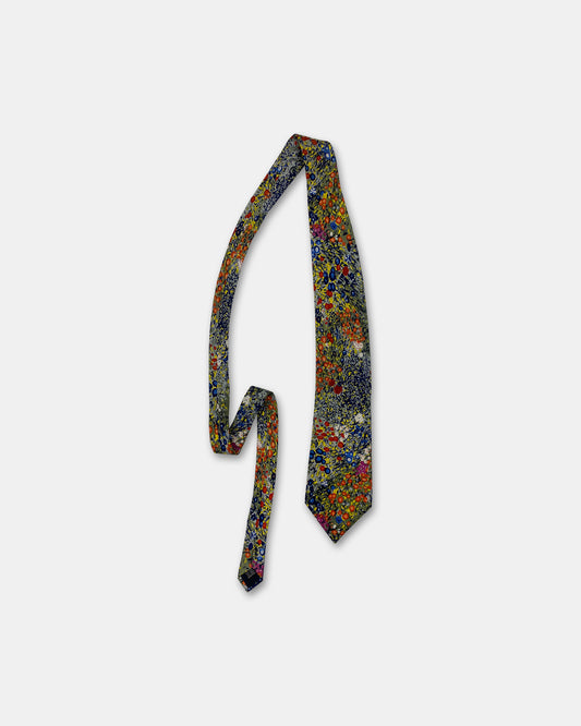 Vintage 1990s Gustav Klimt Flower Meadow Tie Multicolor