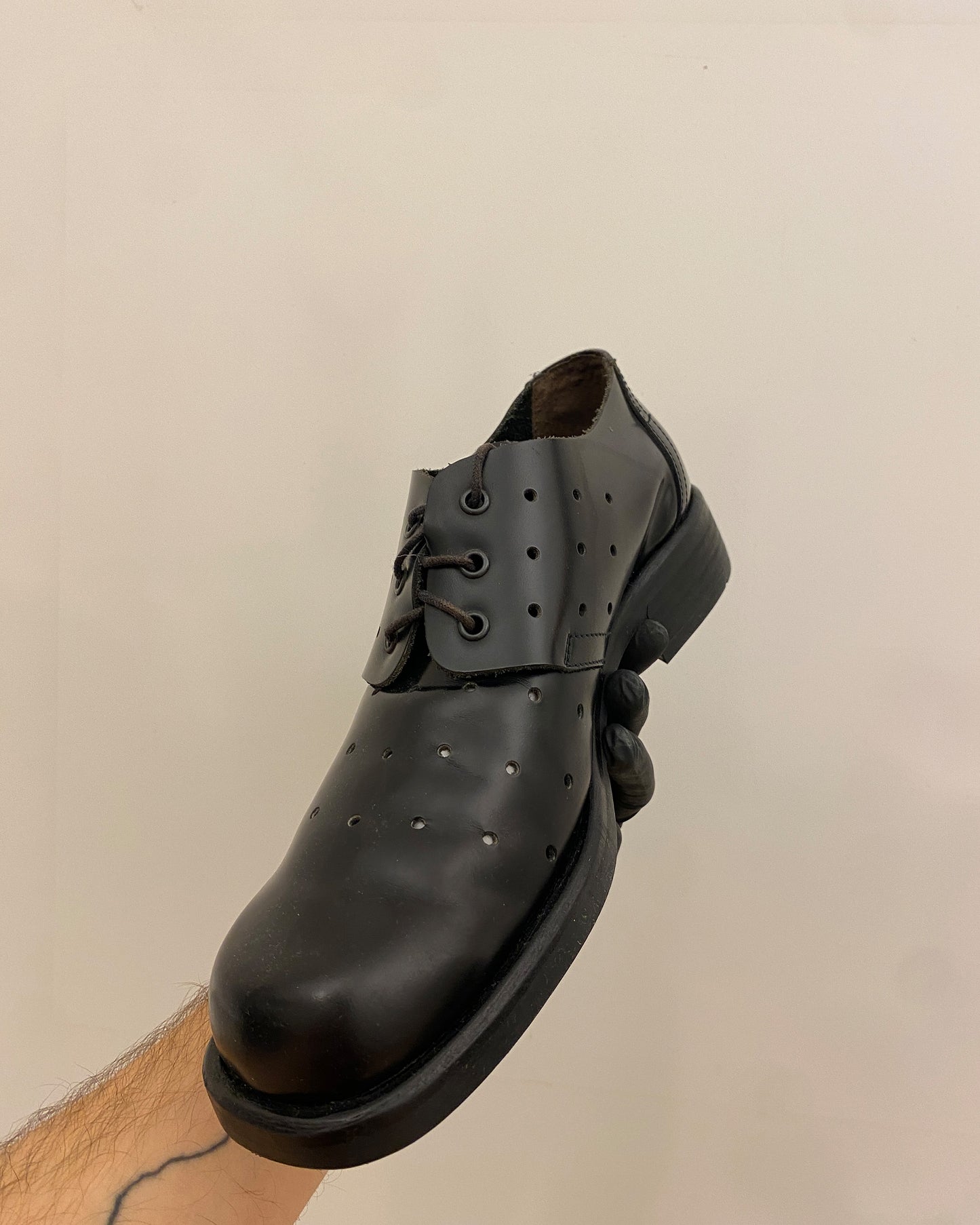 H.A.I.E. 2000s Studded Leather Derby Shoes Black