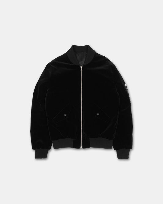 Harmony Paris 2010s Padded Velvet MA-1 Bomber Jacket Black