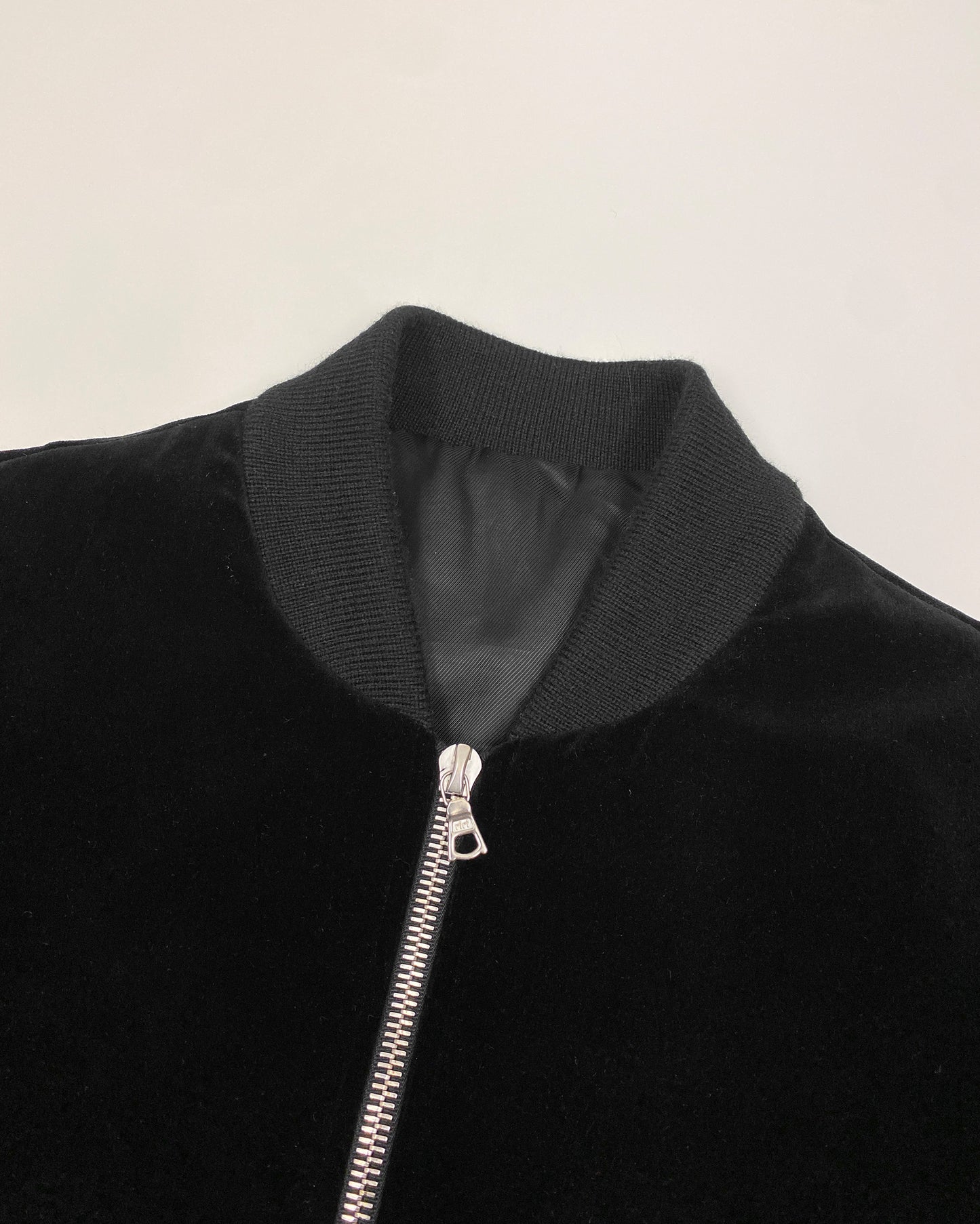 Harmony Paris 2010s Padded Velvet MA-1 Bomber Jacket Black