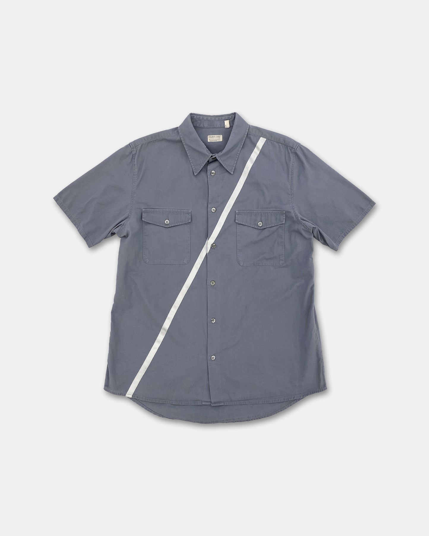 Helmut Lang 1998 Satin Striped Short Sleeve Shirt Grey