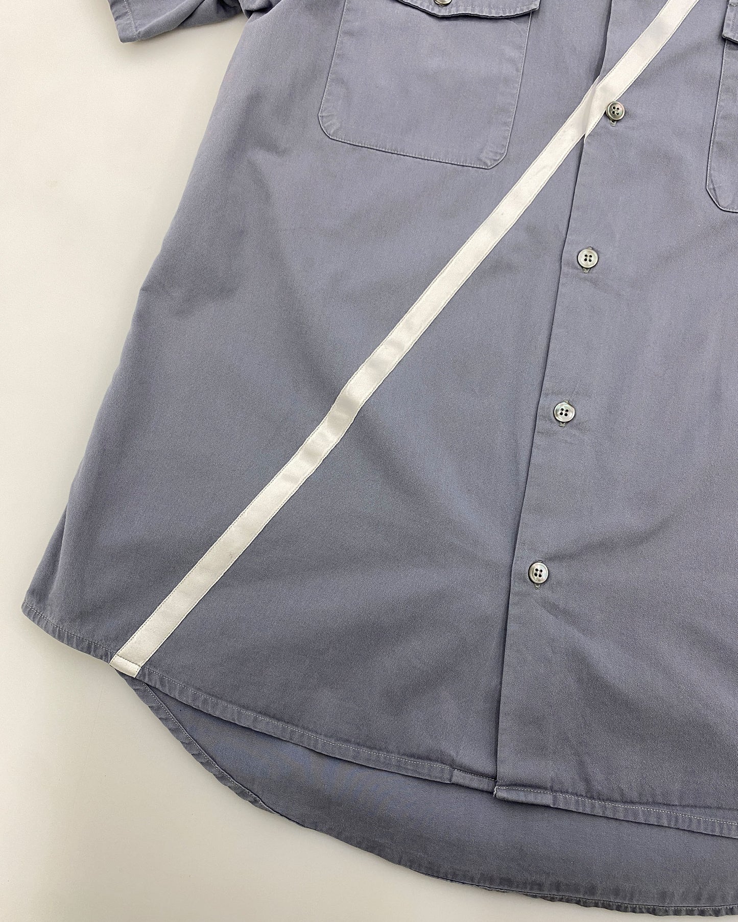 Helmut Lang 1998 Satin Striped Short Sleeve Shirt Grey