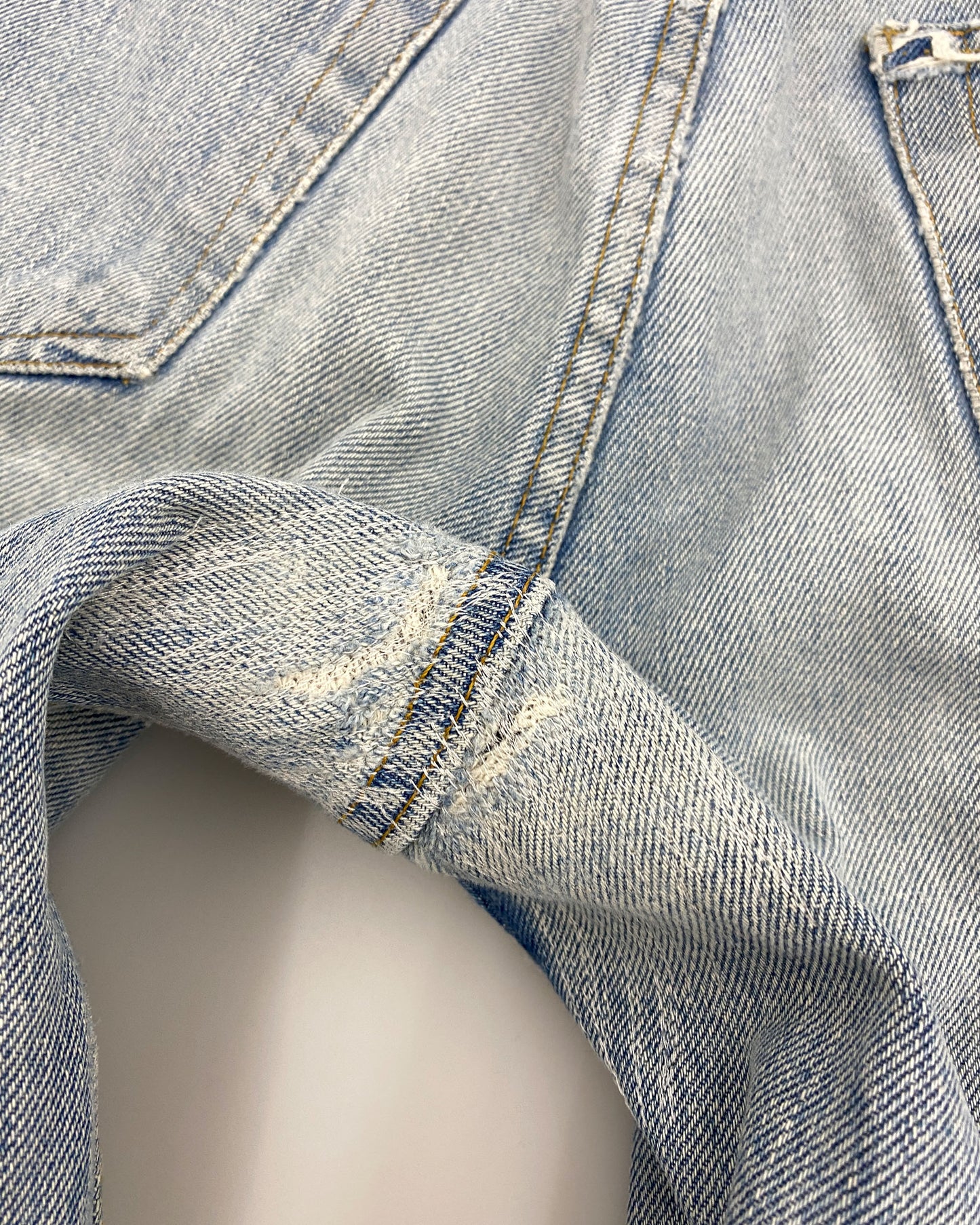 Helmut Lang 2000s Knee Blowout Boot Cut Vintage Sanded Denim Light Blue