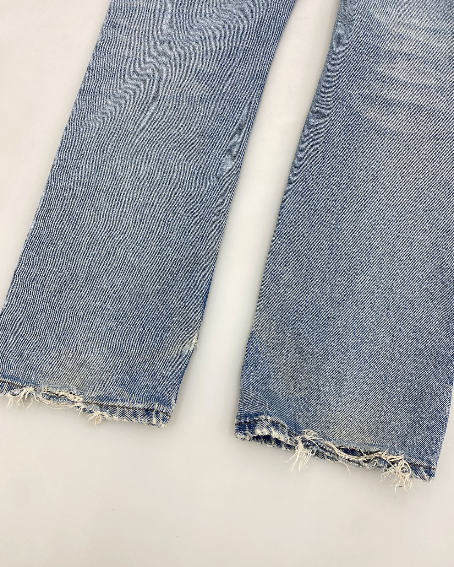 Helmut Lang 2000s Knee Blowout Boot Cut Vintage Sanded Denim Light Blue