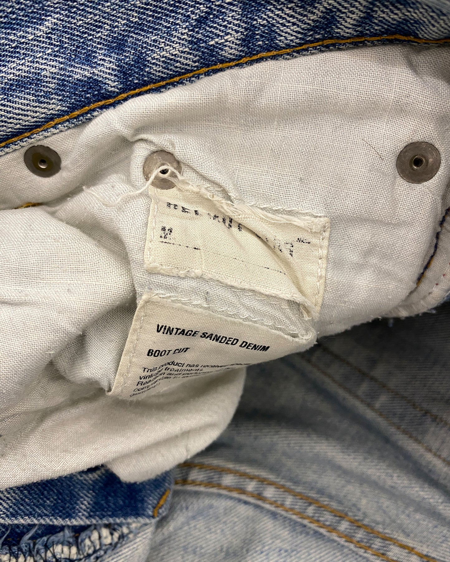 Helmut Lang 2000s Knee Blowout Boot Cut Vintage Sanded Denim Light Blue