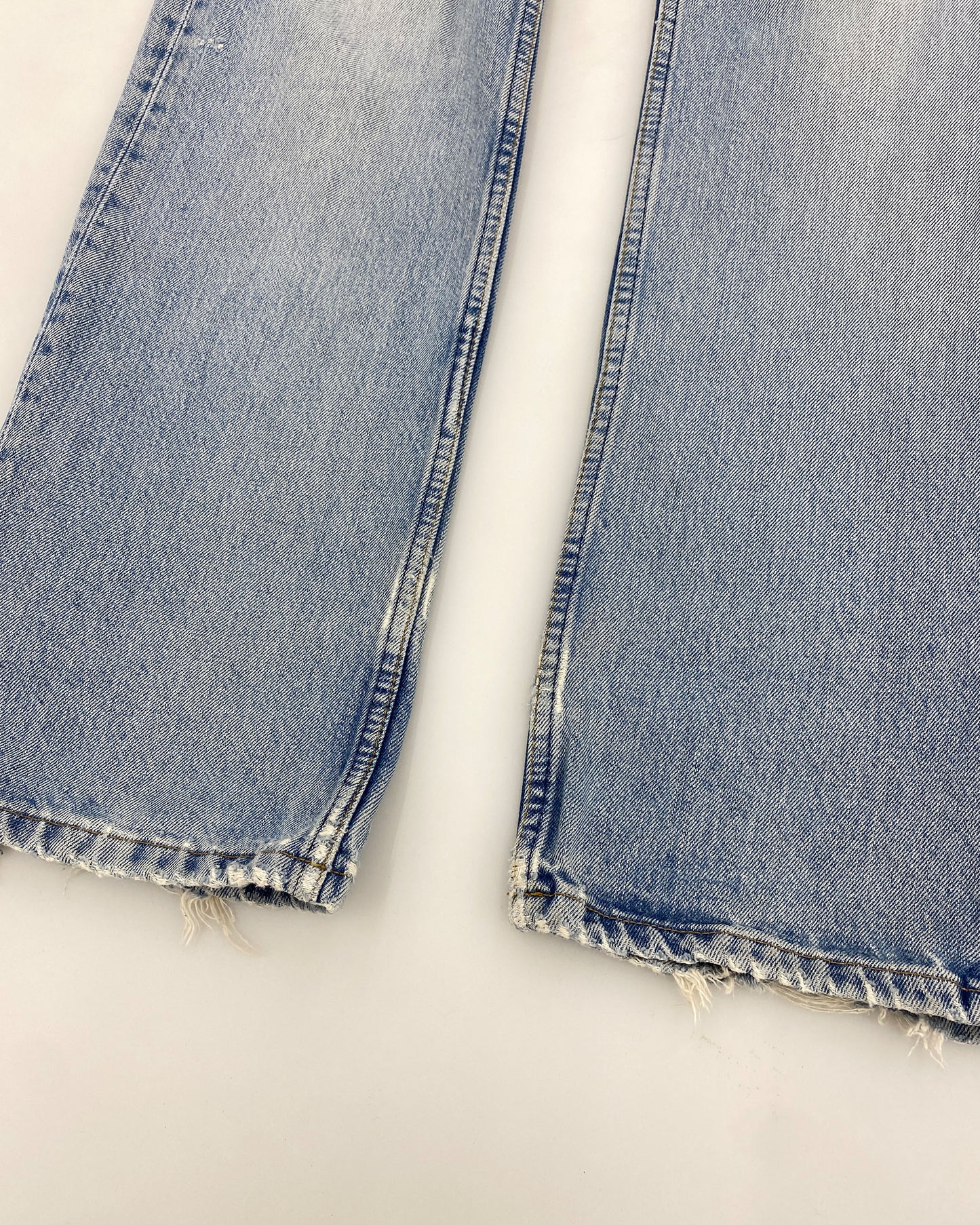 Helmut Lang 2000s Knee Blowout Boot Cut Vintage Sanded Denim Light Blue