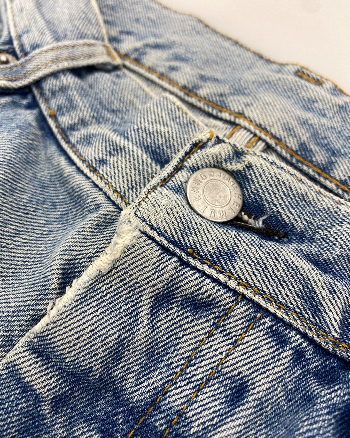 Helmut Lang 2000s Knee Blowout Boot Cut Vintage Sanded Denim Light Blue