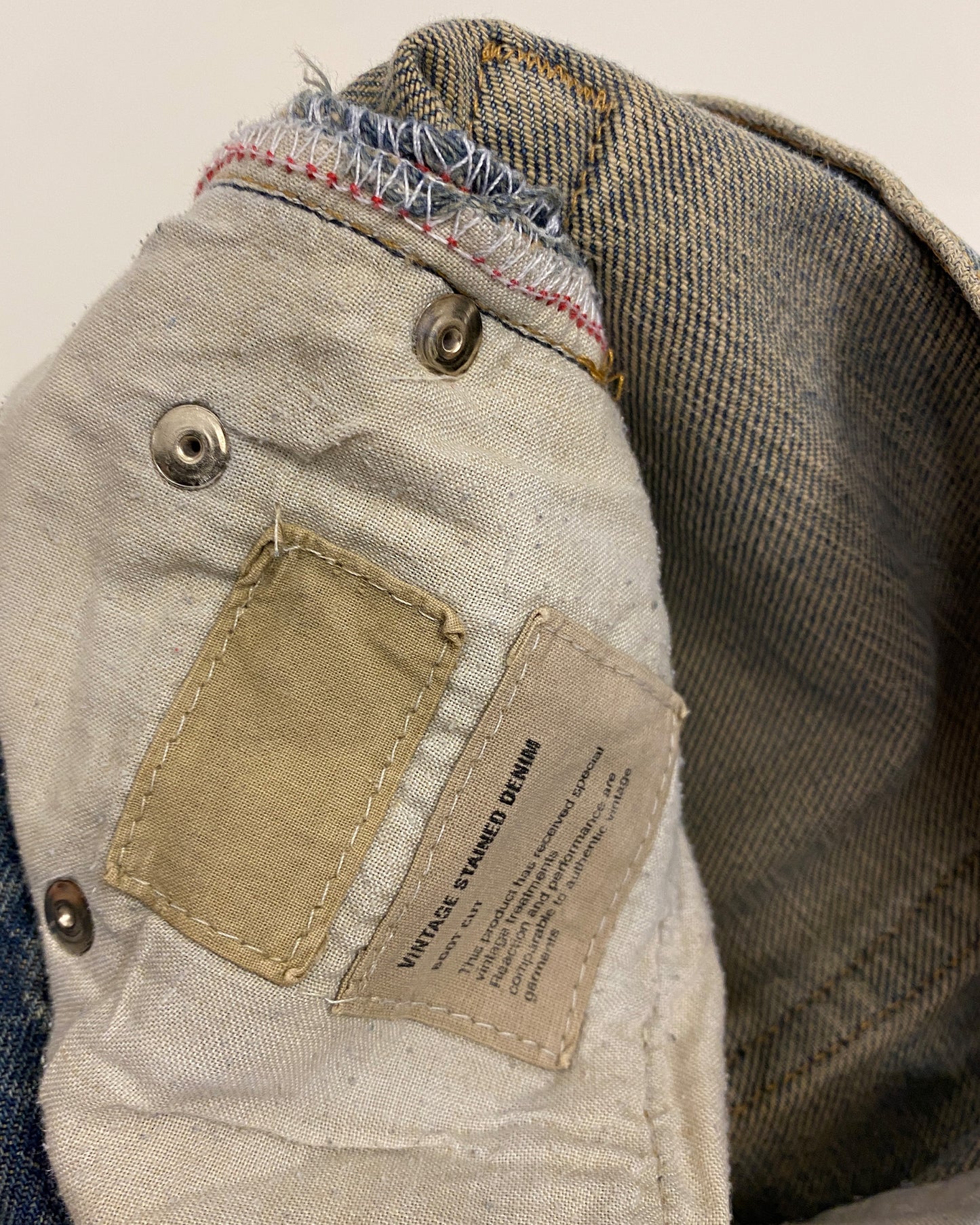 Helmut Lang 1990s Boot Cut Vintage Stained Denim Dirty Blue