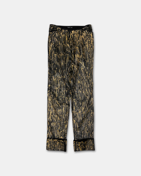 Helmut Lang SS1996 Custom Glue Glitter Paint Drops Pants Black Gold