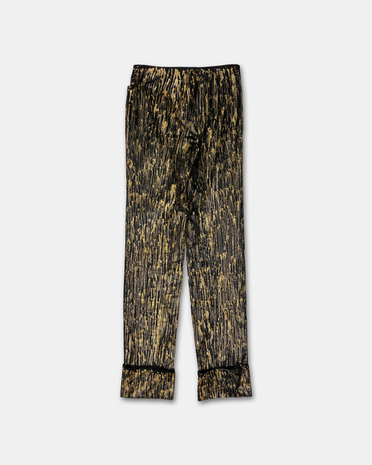 Helmut Lang SS1996 Custom Glue Glitter Paint Drops Pants Black Gold