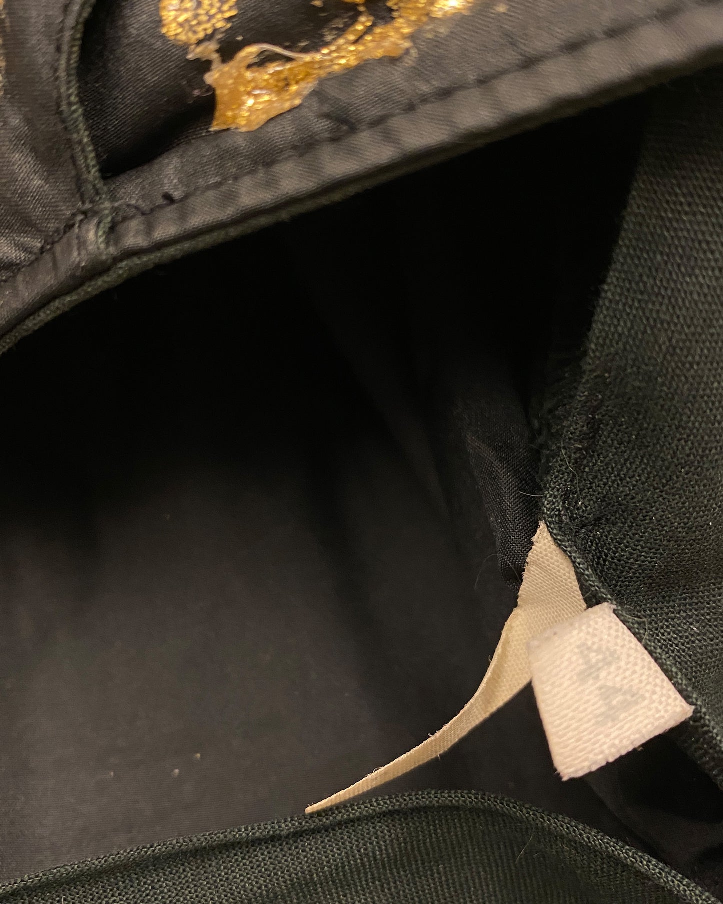 Helmut Lang SS1996 Custom Glue Glitter Paint Drops Pants Black Gold