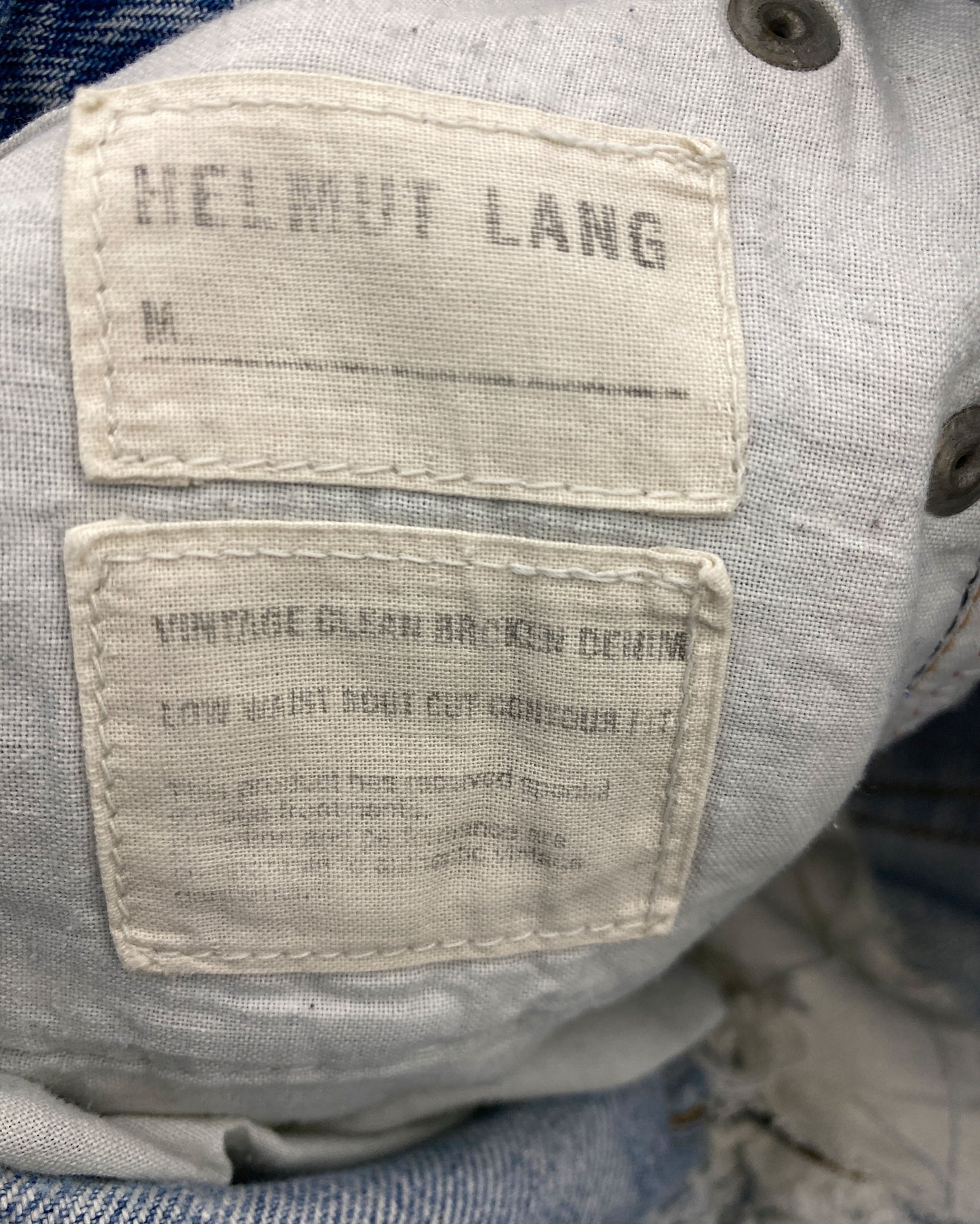 Helmut Lang 2000s Custom Painter Low Waist Boot Cut Contour Fit Vintage Denim Light Blue