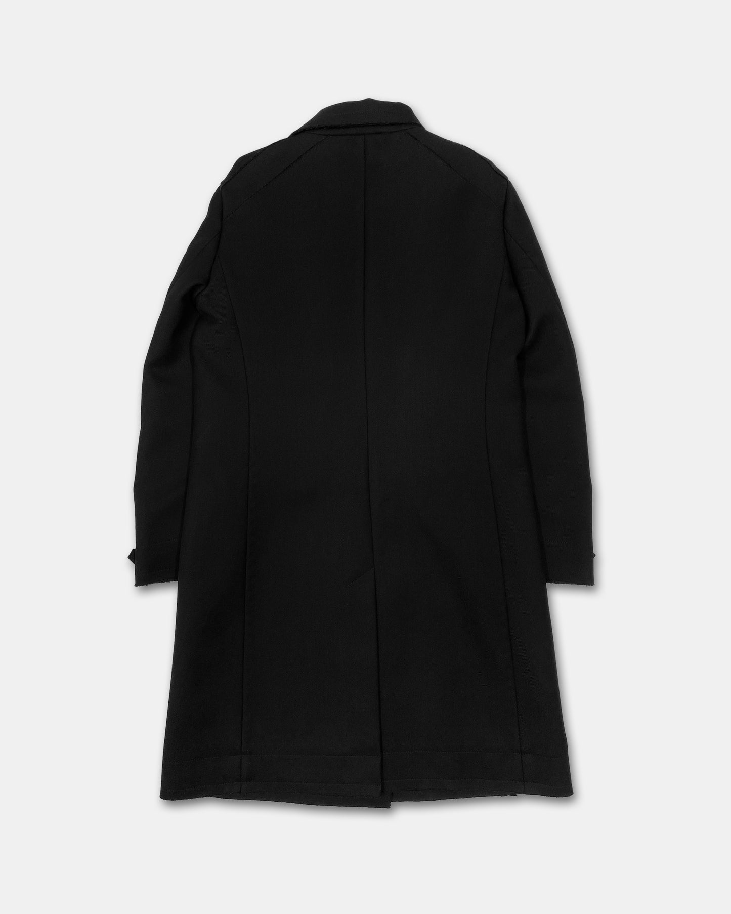 Helmut Lang 2020s Open Hem Double Breasted Wool Coat Black