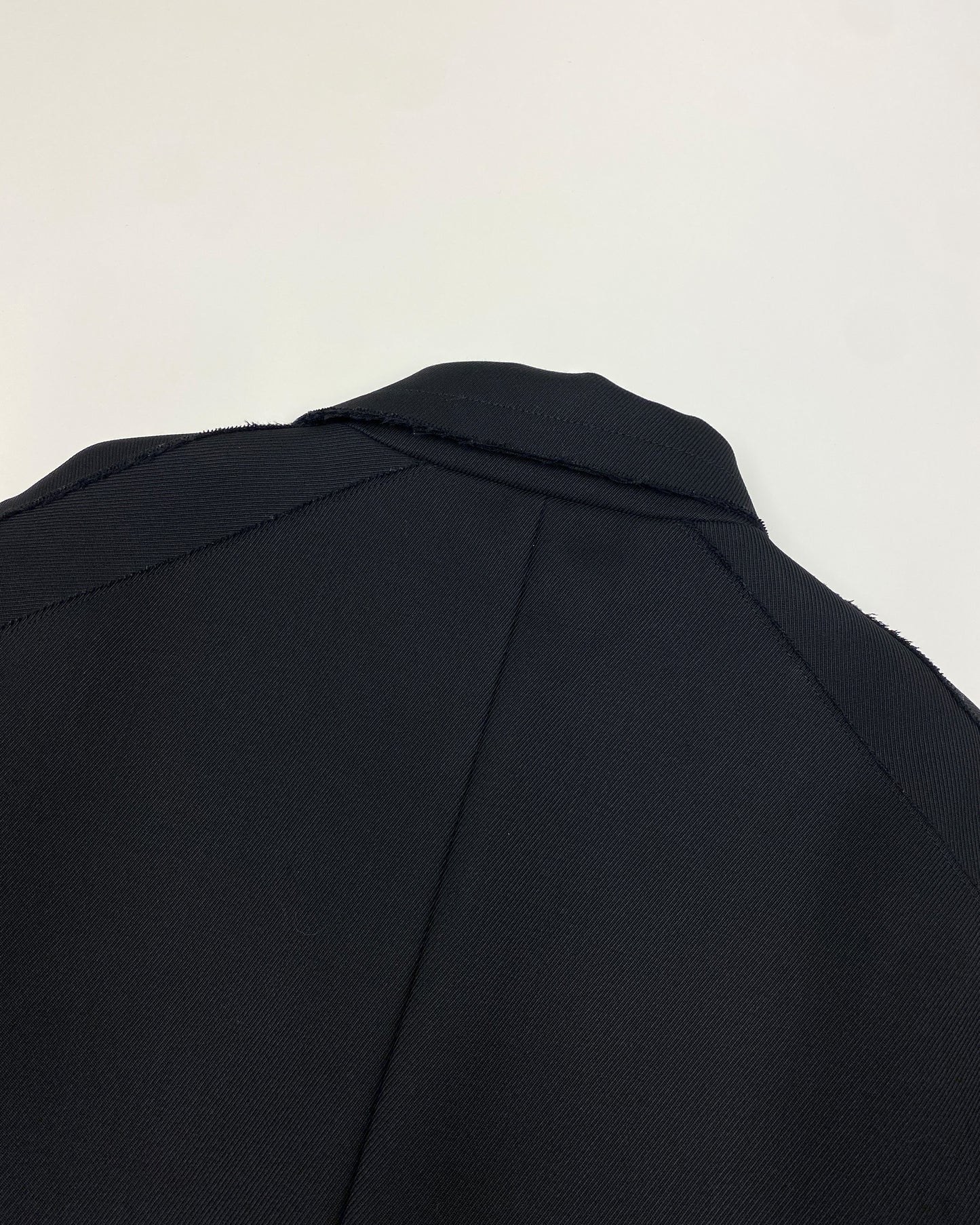 Helmut Lang 2020s Open Hem Double Breasted Wool Coat Black