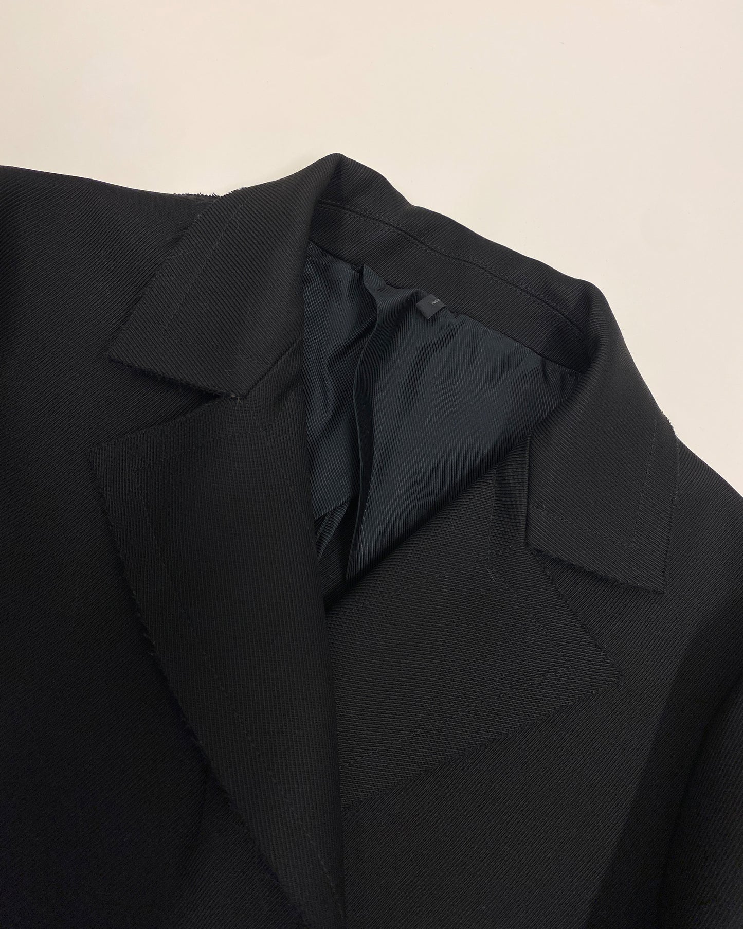 Helmut Lang 2020s Open Hem Double Breasted Wool Coat Black