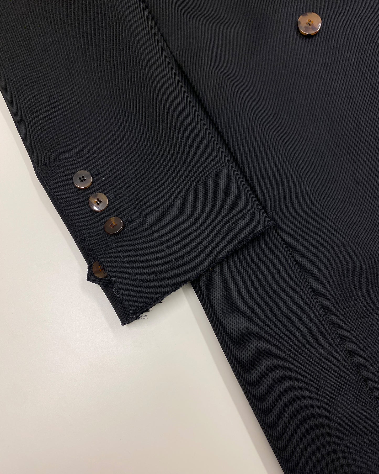 Helmut Lang 2020s Open Hem Double Breasted Wool Coat Black