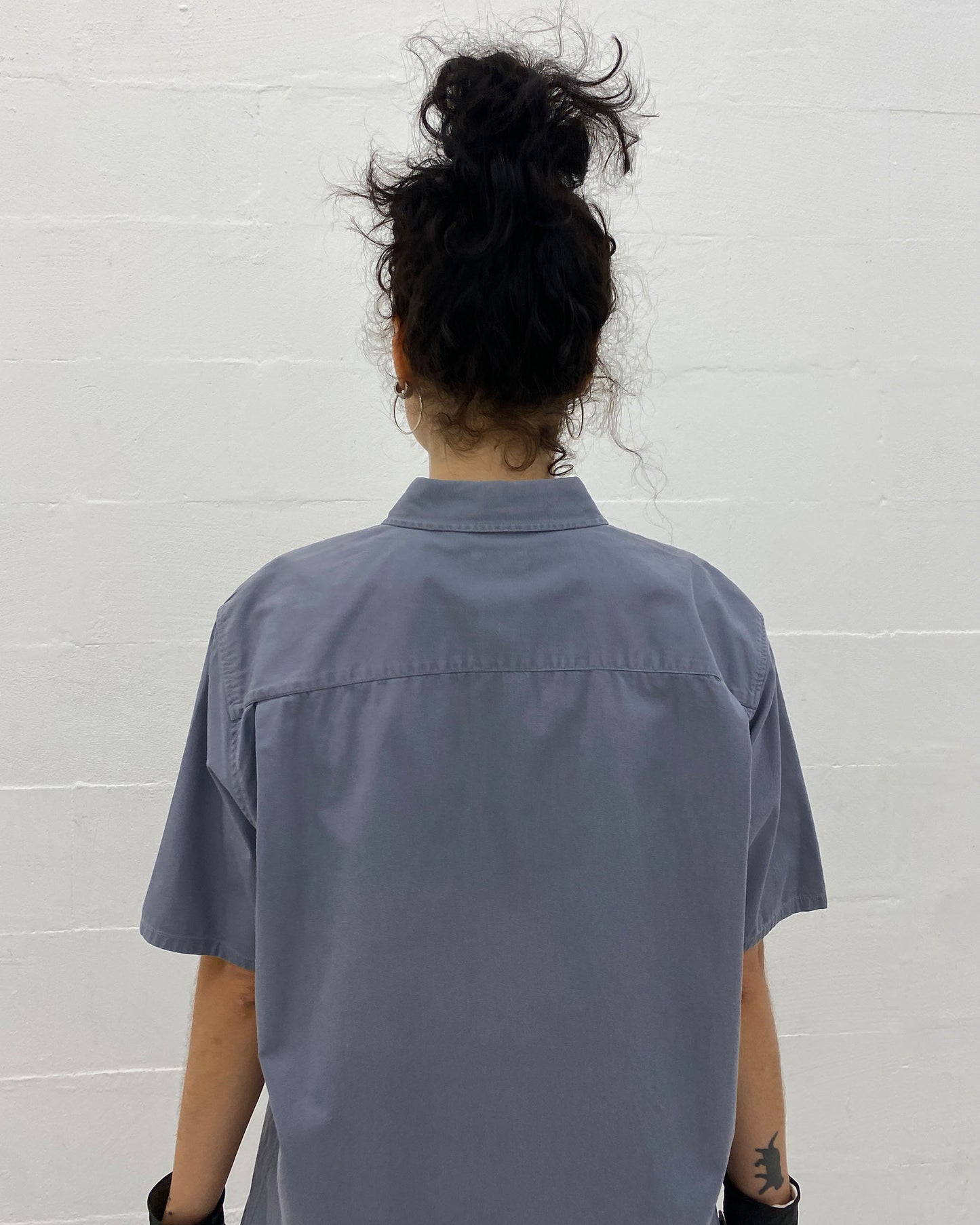 Helmut Lang 1998 Satin Striped Short Sleeve Shirt Grey