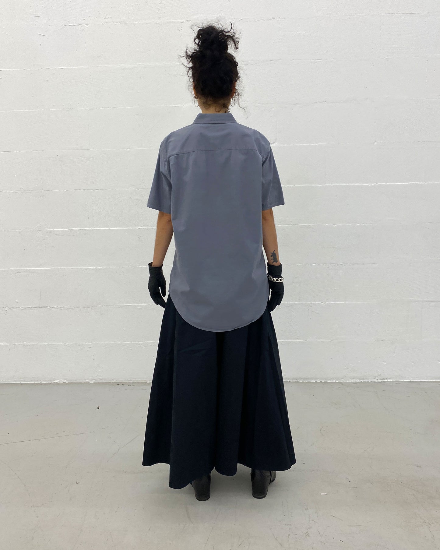 Helmut Lang 1998 Satin Striped Short Sleeve Shirt Grey