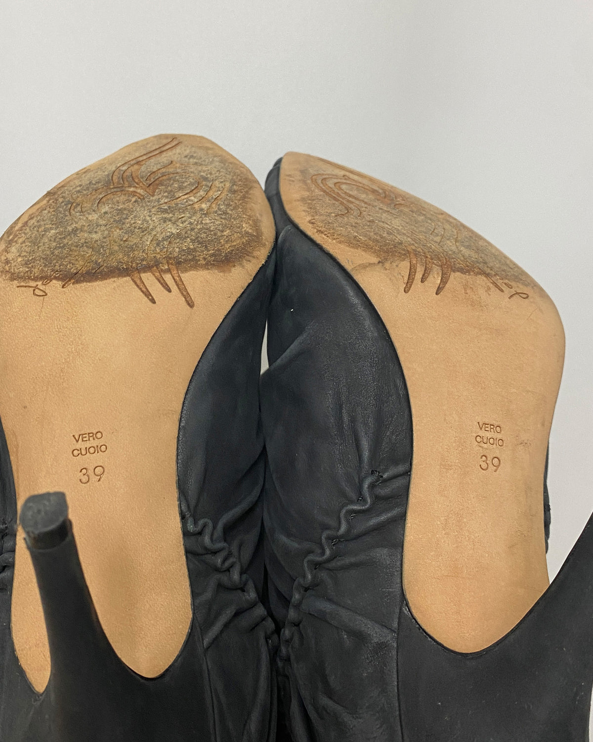 Jean-Michel Cazabat 2000s Gathered Leather Heels Black