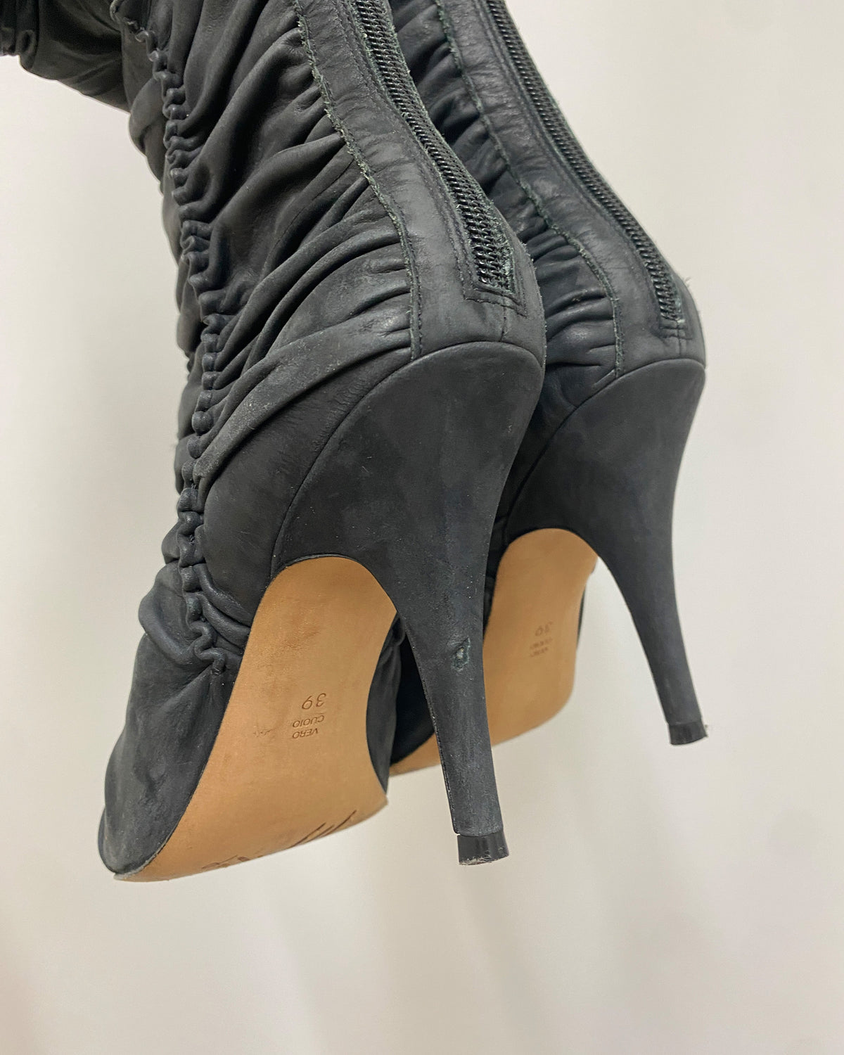 Jean-Michel Cazabat 2000s Gathered Leather Heels Black