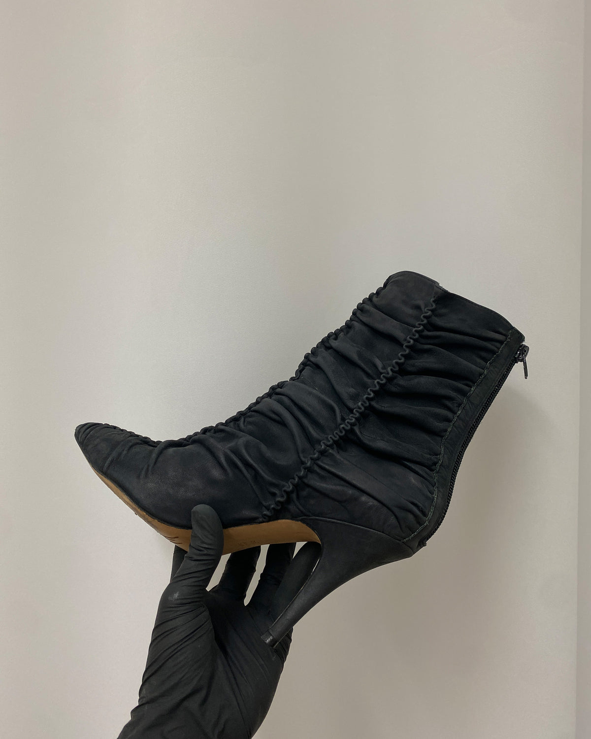 Jean-Michel Cazabat 2000s Gathered Leather Heels Black