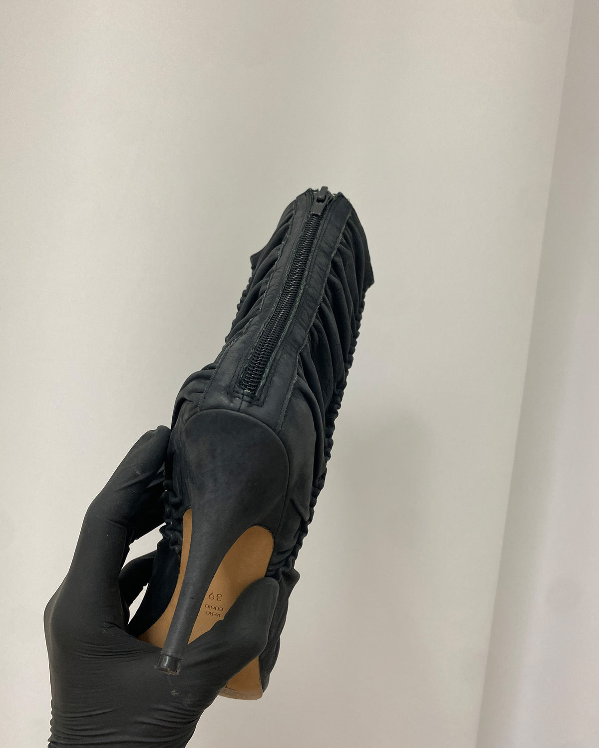 Jean-Michel Cazabat 2000s Gathered Leather Heels Black
