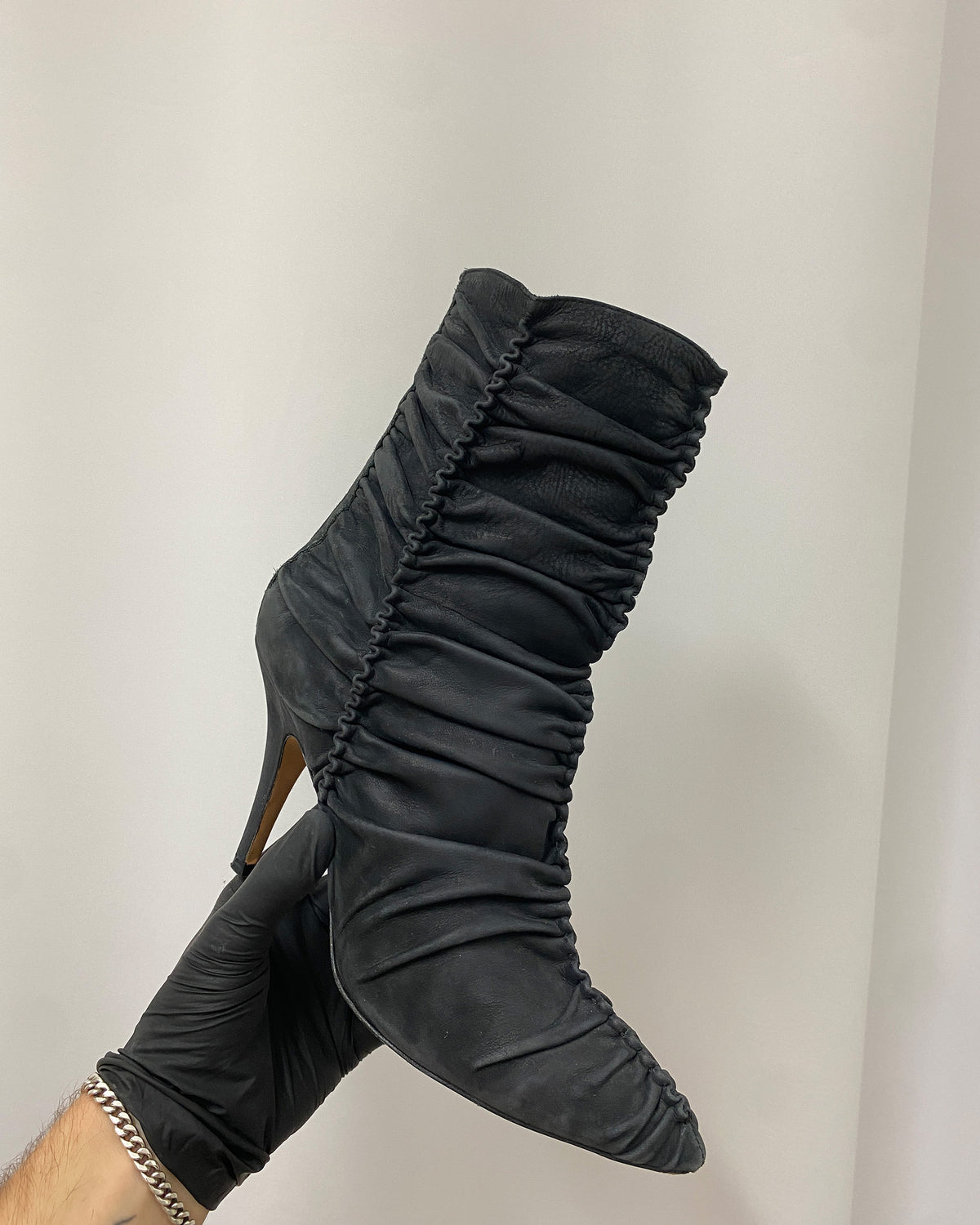 Jean-Michel Cazabat 2000s Gathered Leather Heels Black