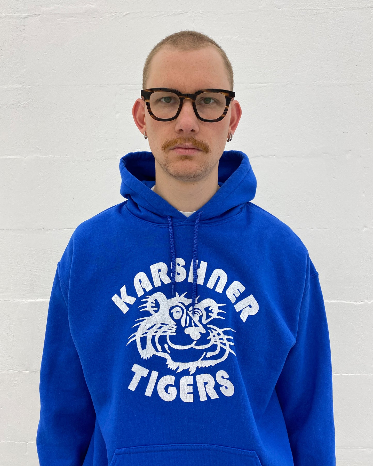 Vintage 2000er Karshner Tiger Grundschule Hoodie Blau 